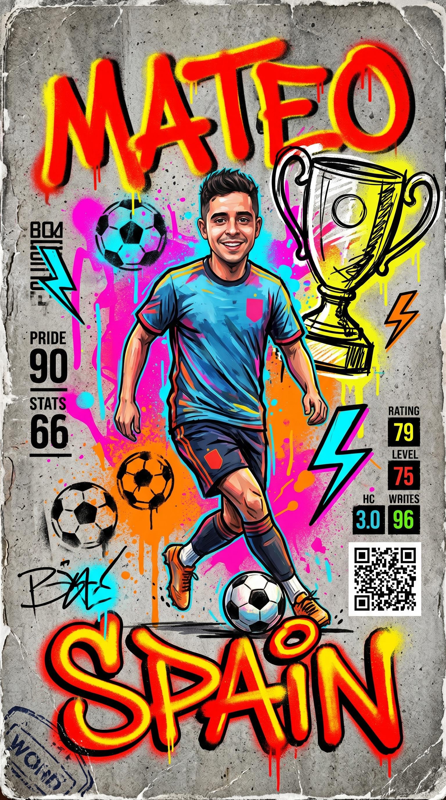 Street urban fan world cup football card, AI generated