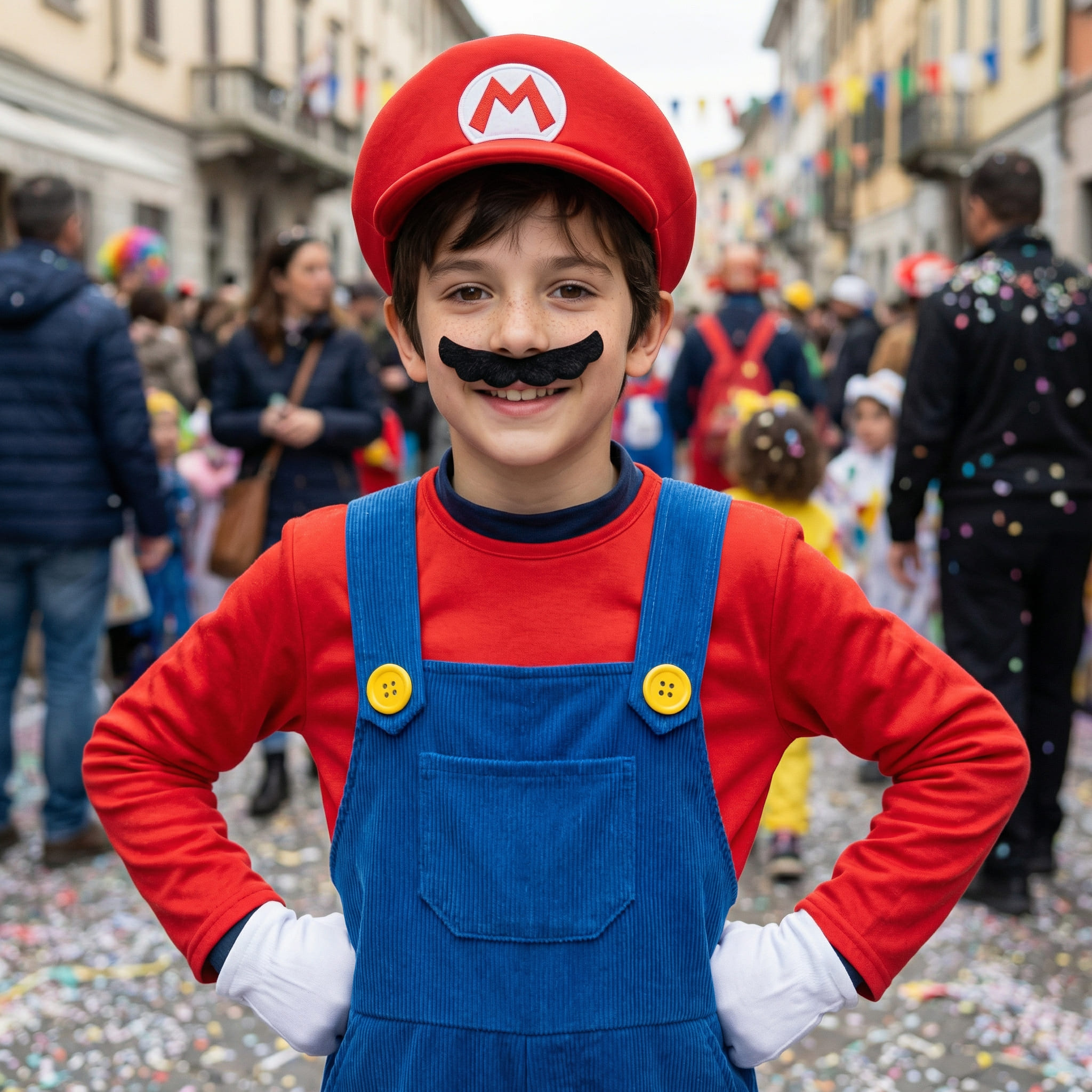 Enfant en costume Super Mario Galaxy généré par IA