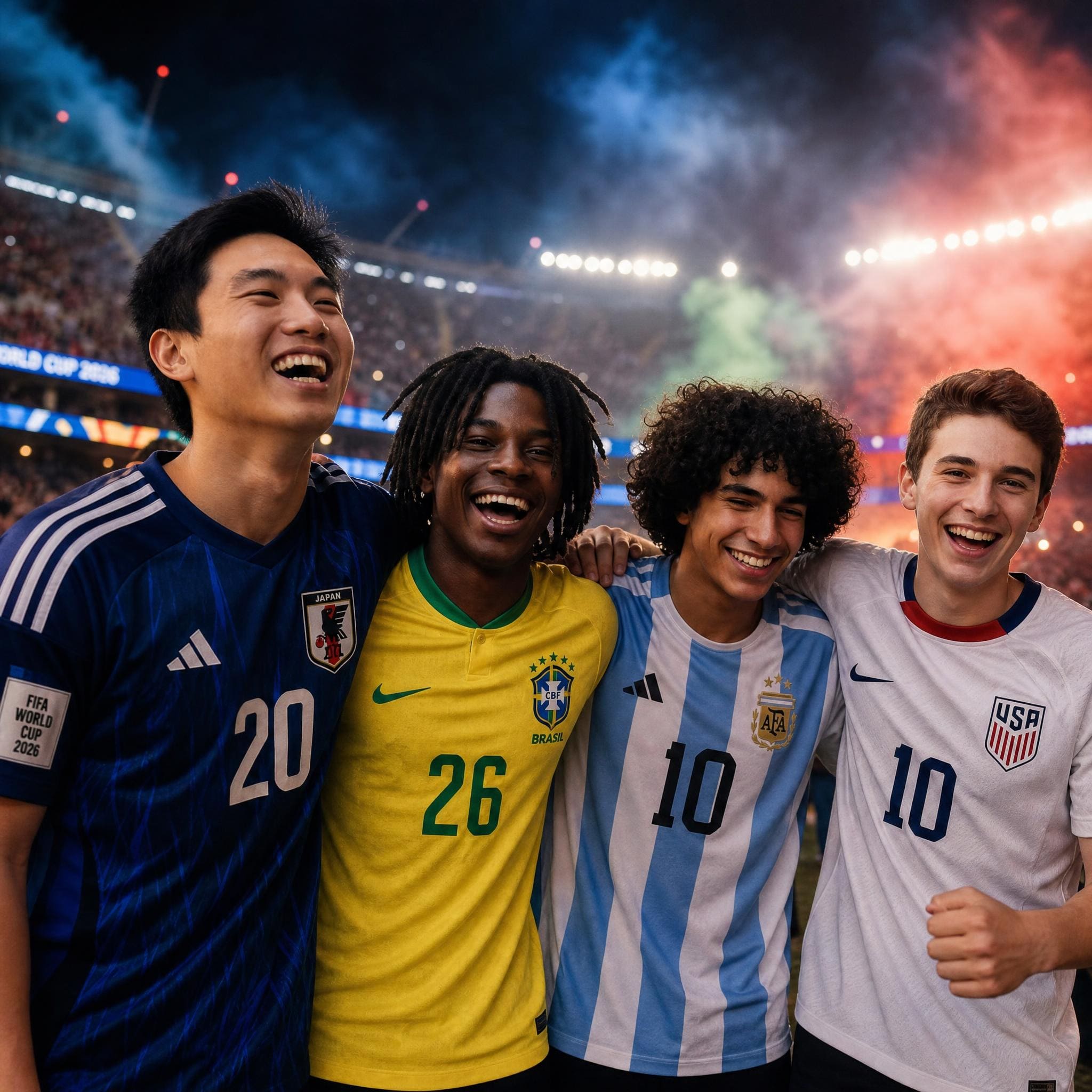 Portrait duo supporters Coupe du Monde 2026 créé par l'IA