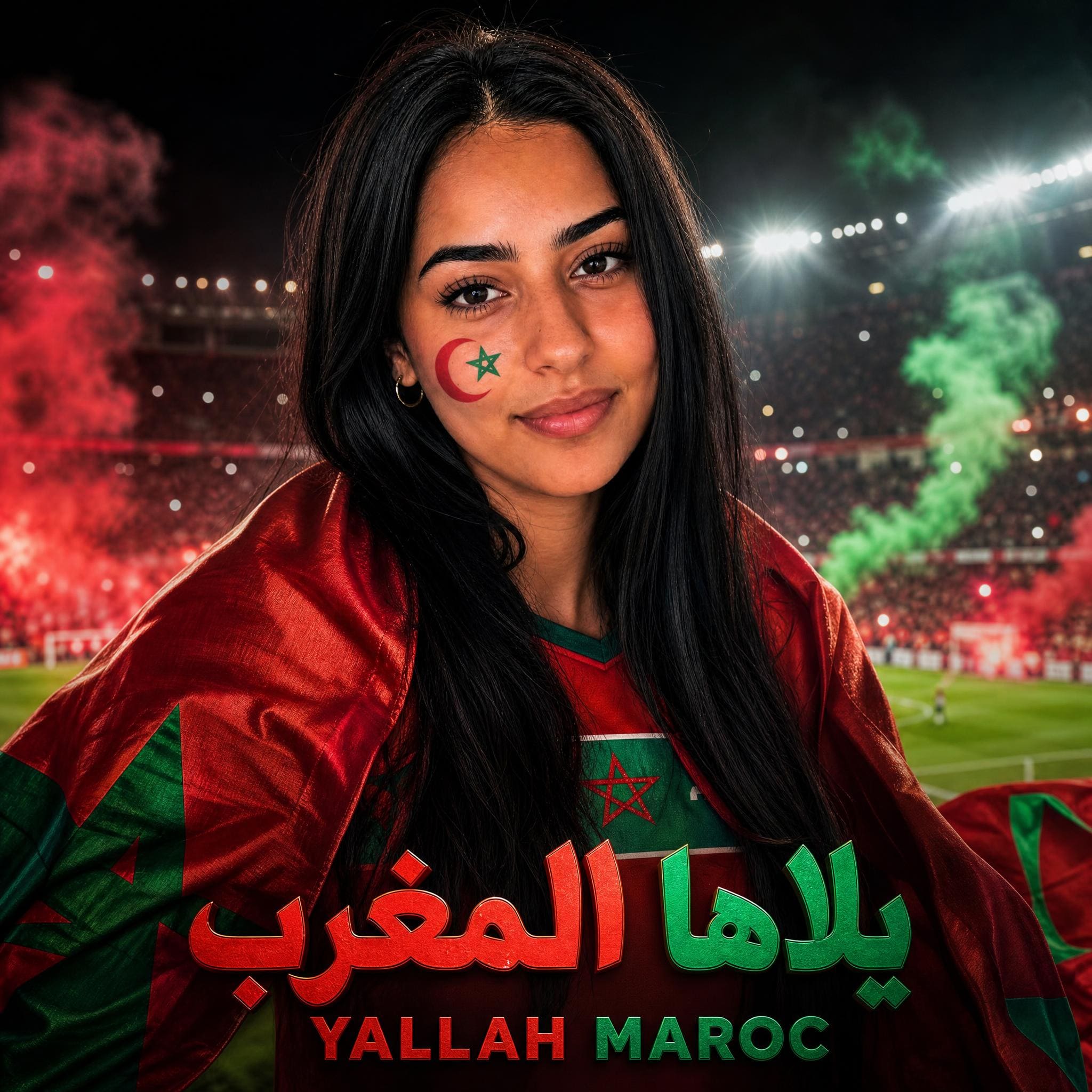Portrait supporter équipe du Maroc créé par l'IA pour la Coupe du Monde 2026