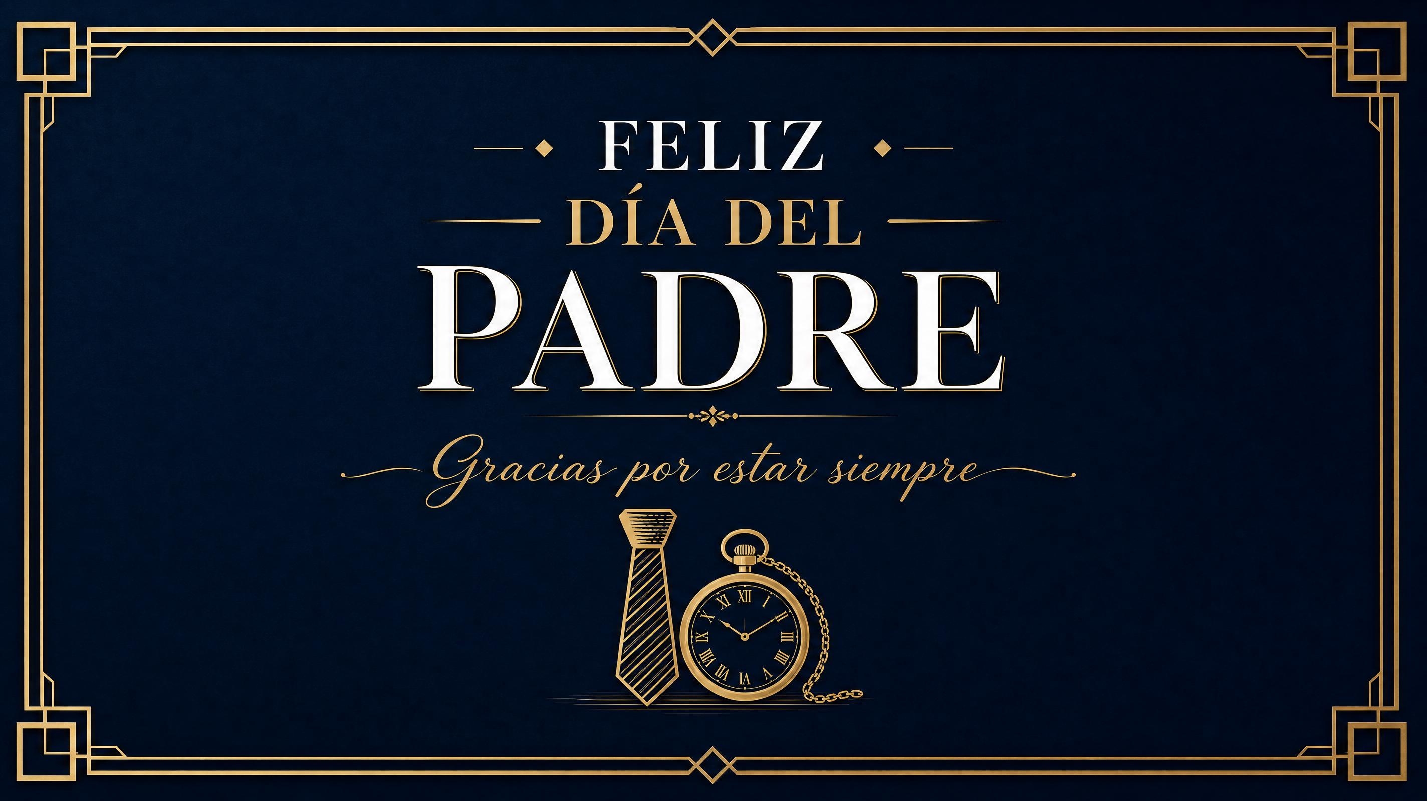 Tarjeta elegante de Feliz Día del Padre con marco dorado generada con IA