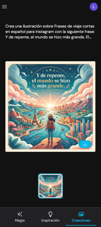 Tarjeta de frases de viaje creada con MyEdit