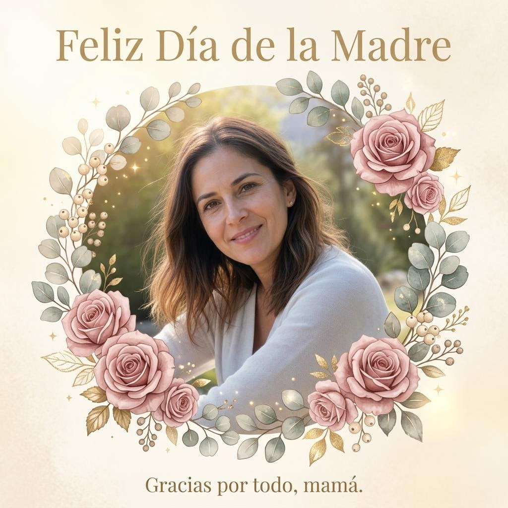 Foto de mamá transformada en retrato profesional con IA en MyEdit