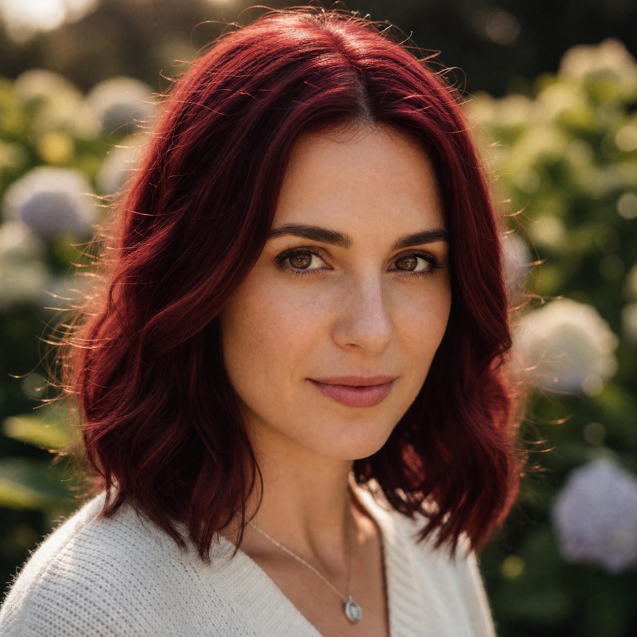 Cheveux Rouge Bourgogne générée avec MyEdit, rouge profond et élégant