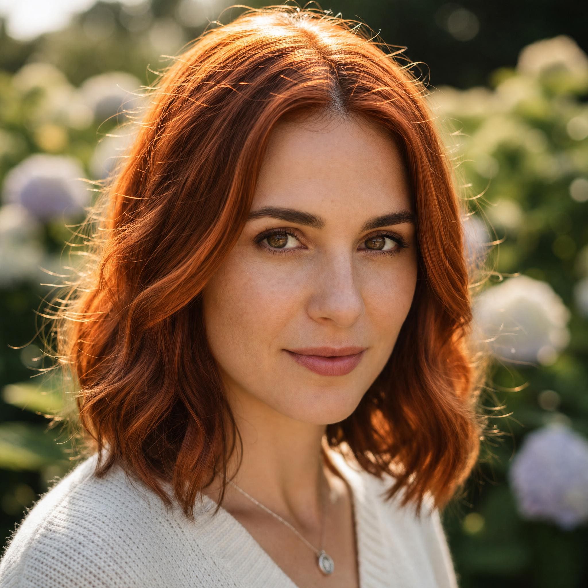 Cheveux Rouge Cuivré générée avec MyEdit, rouge lumineux aux reflets cuivre