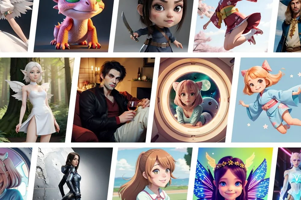 Collage de imágenes creadas con Tensor Art