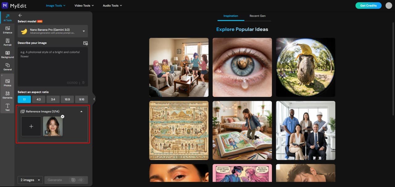 Upload reference image in MyEdit