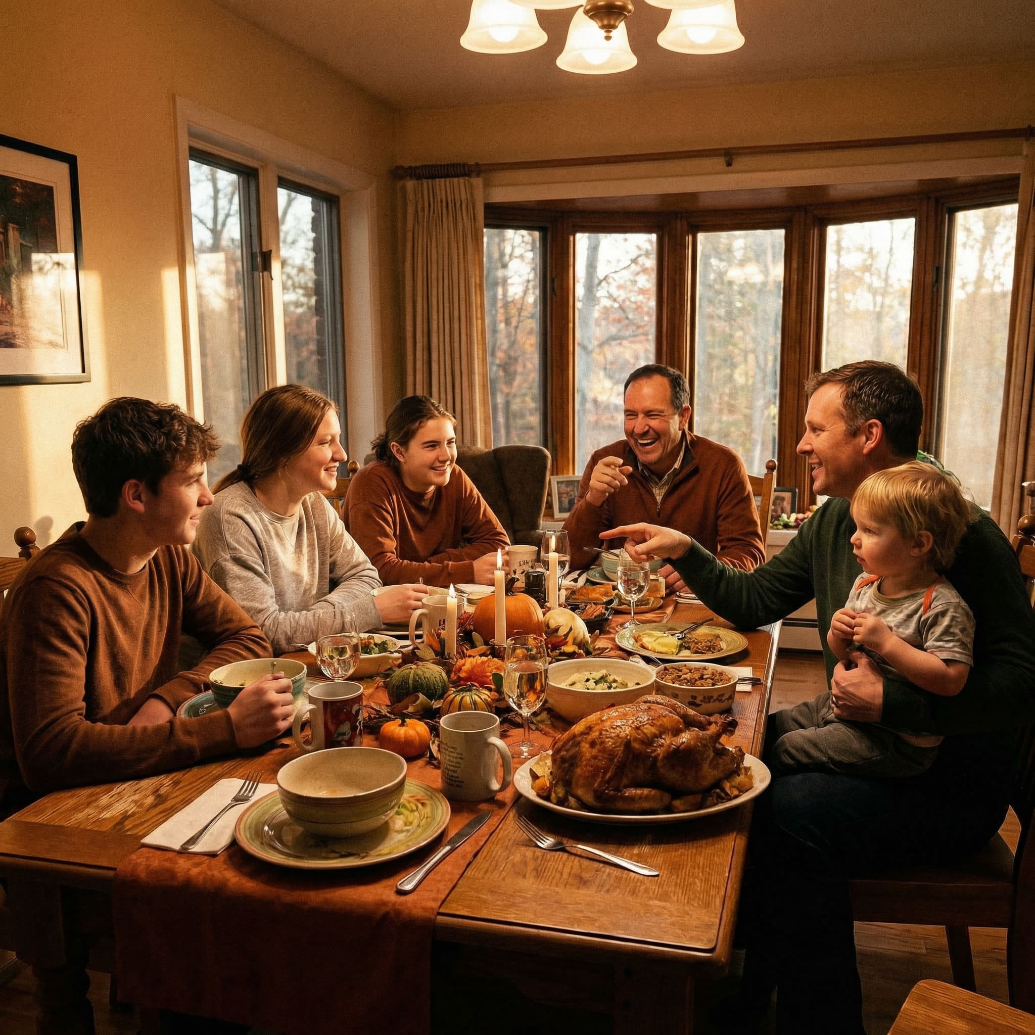 AI-generated family portrait for Thanksgiving gathering