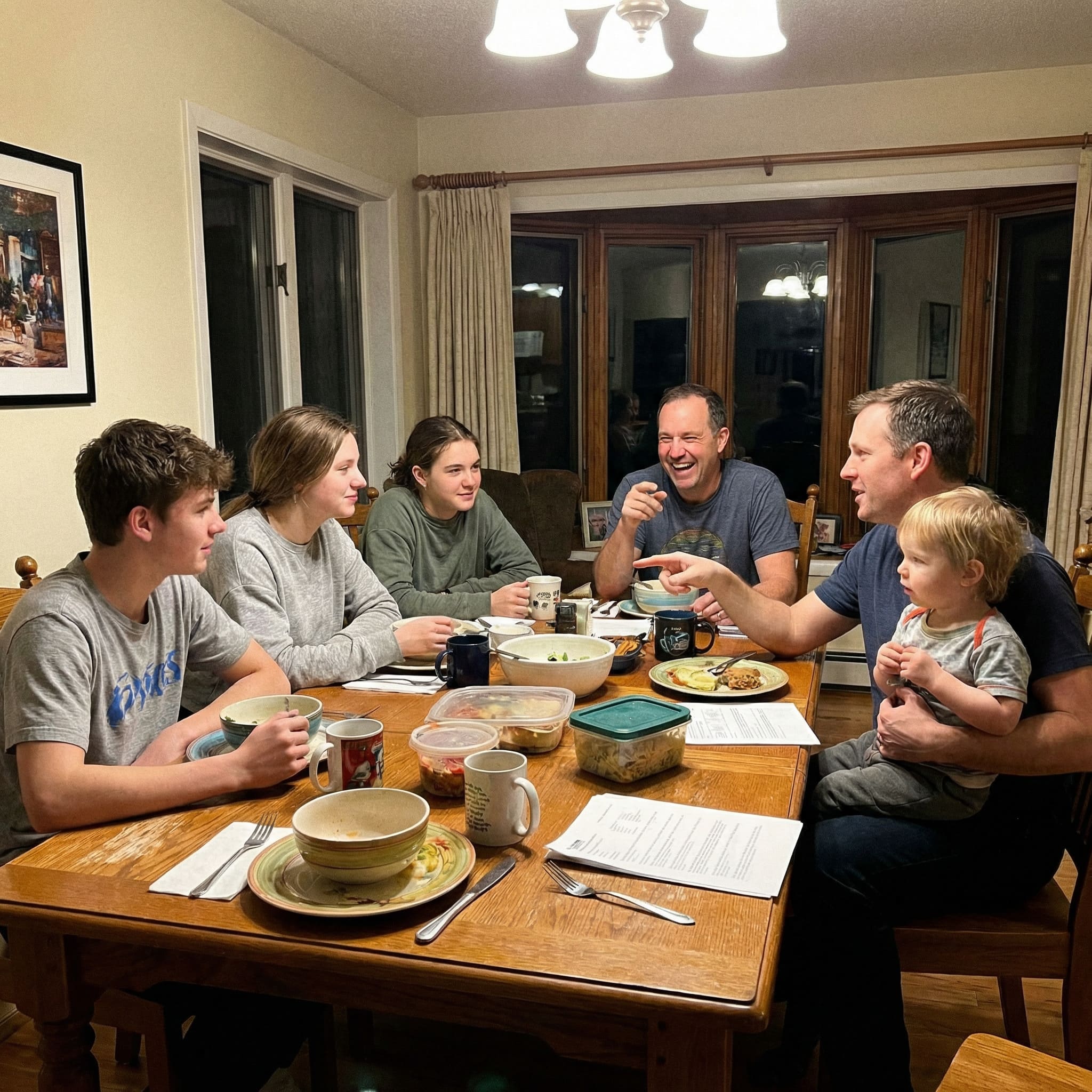 Original family photo before AI Thanksgiving transformation