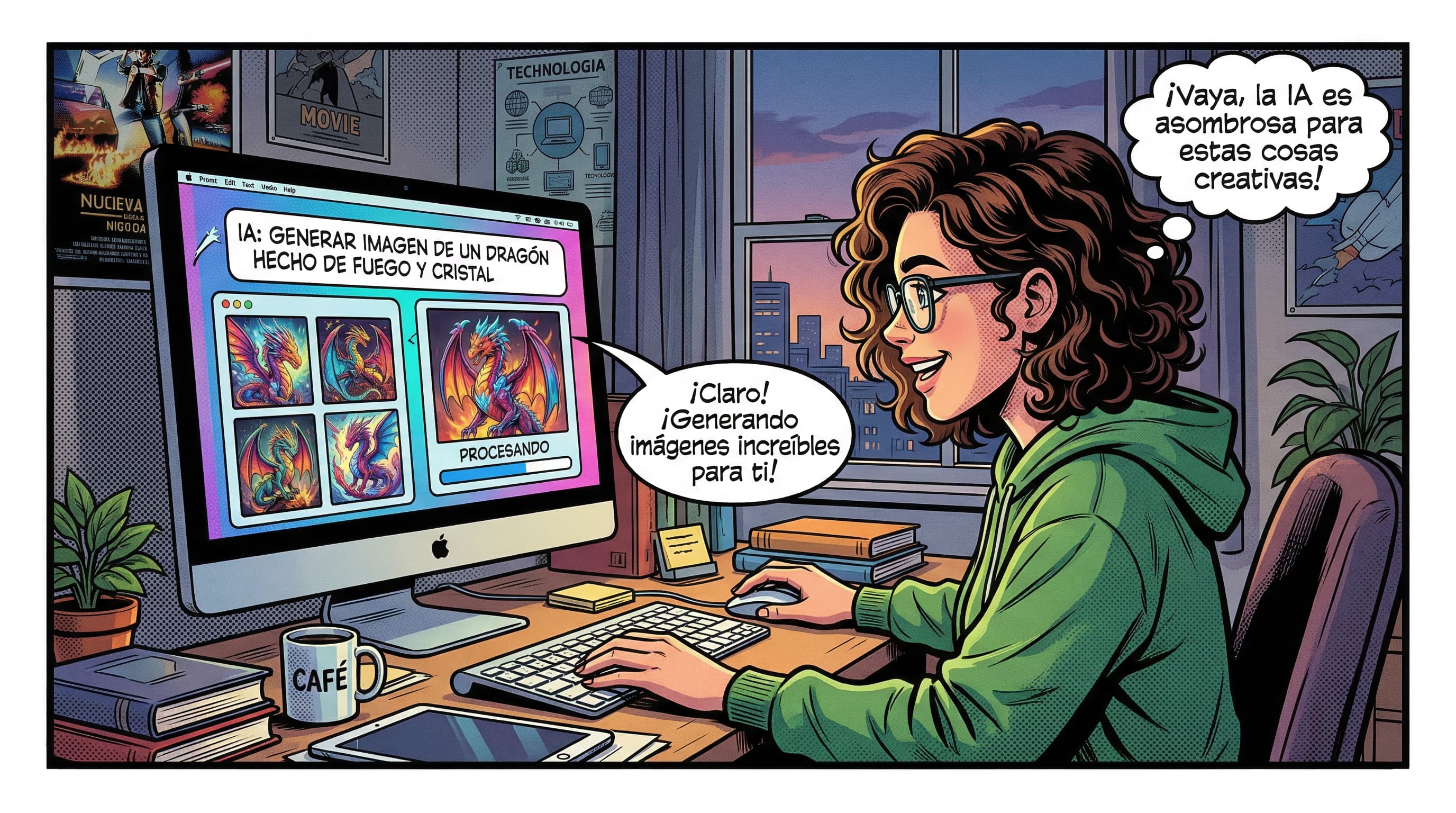 Persona utilizando la IA en sus labores diarias