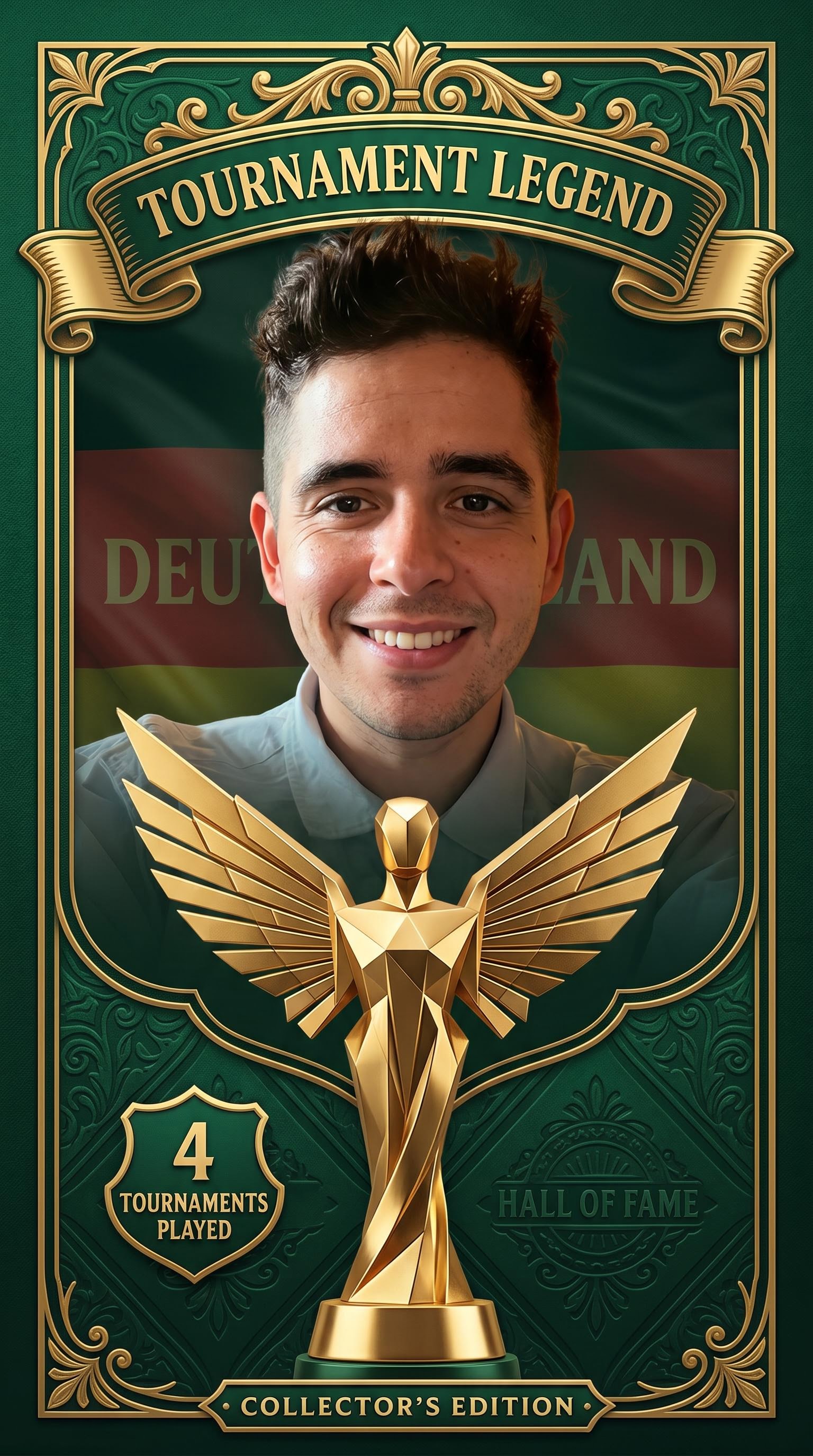 Tournament legend hall of fame world cup football card, AI generated