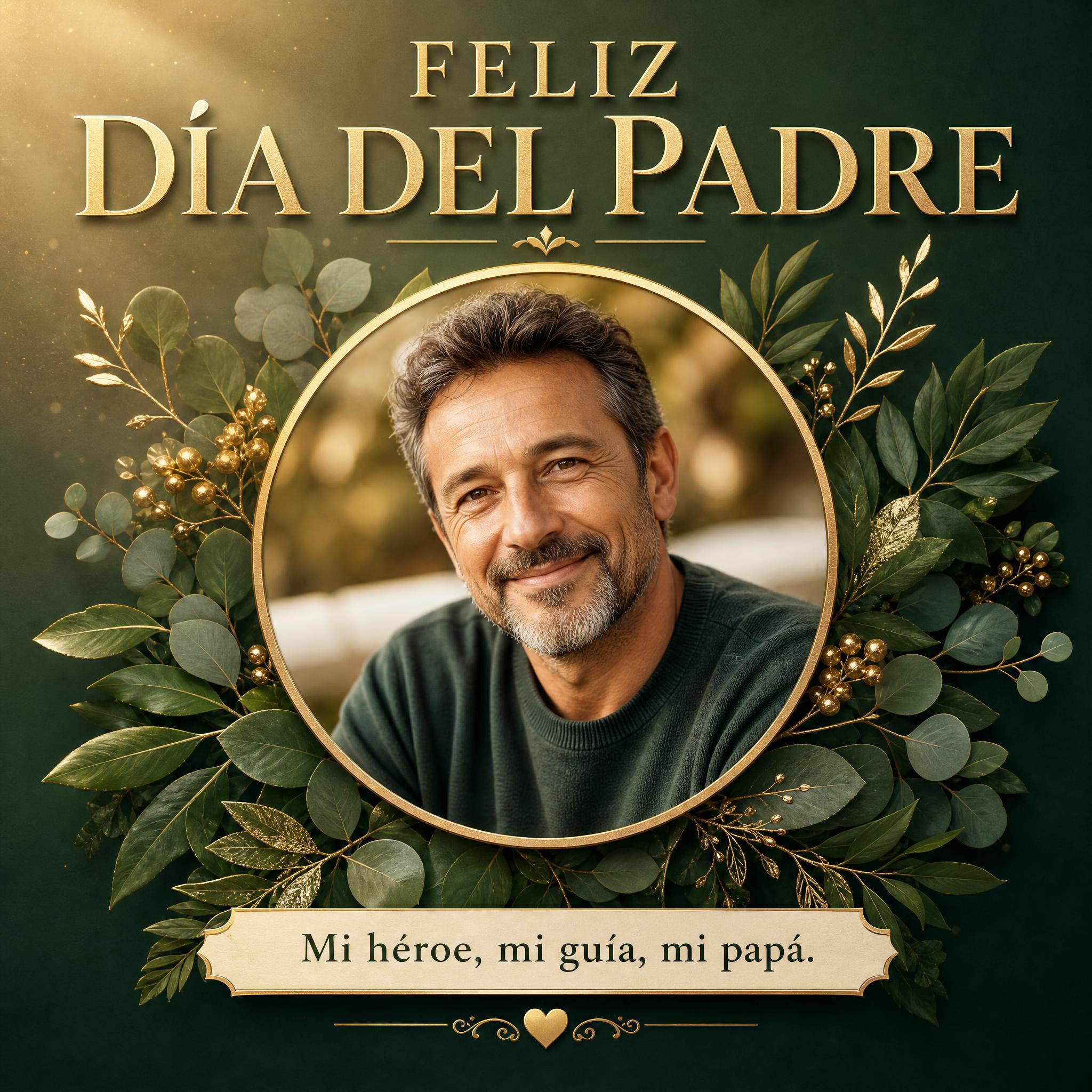 Imagen tributo del Día del Padre para redes con foto de papá creada con IA