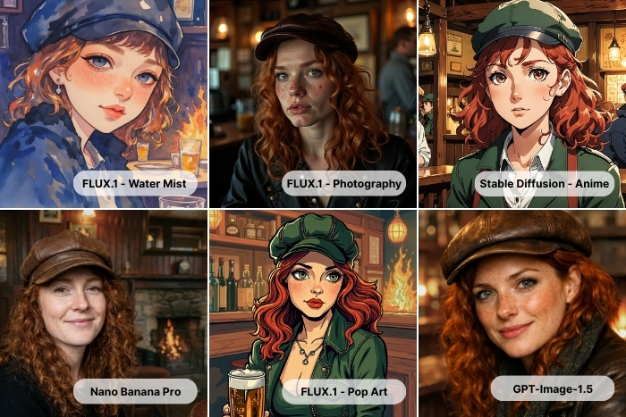 Images Generated by MyEdit's AI Image Generator different Models and Styles