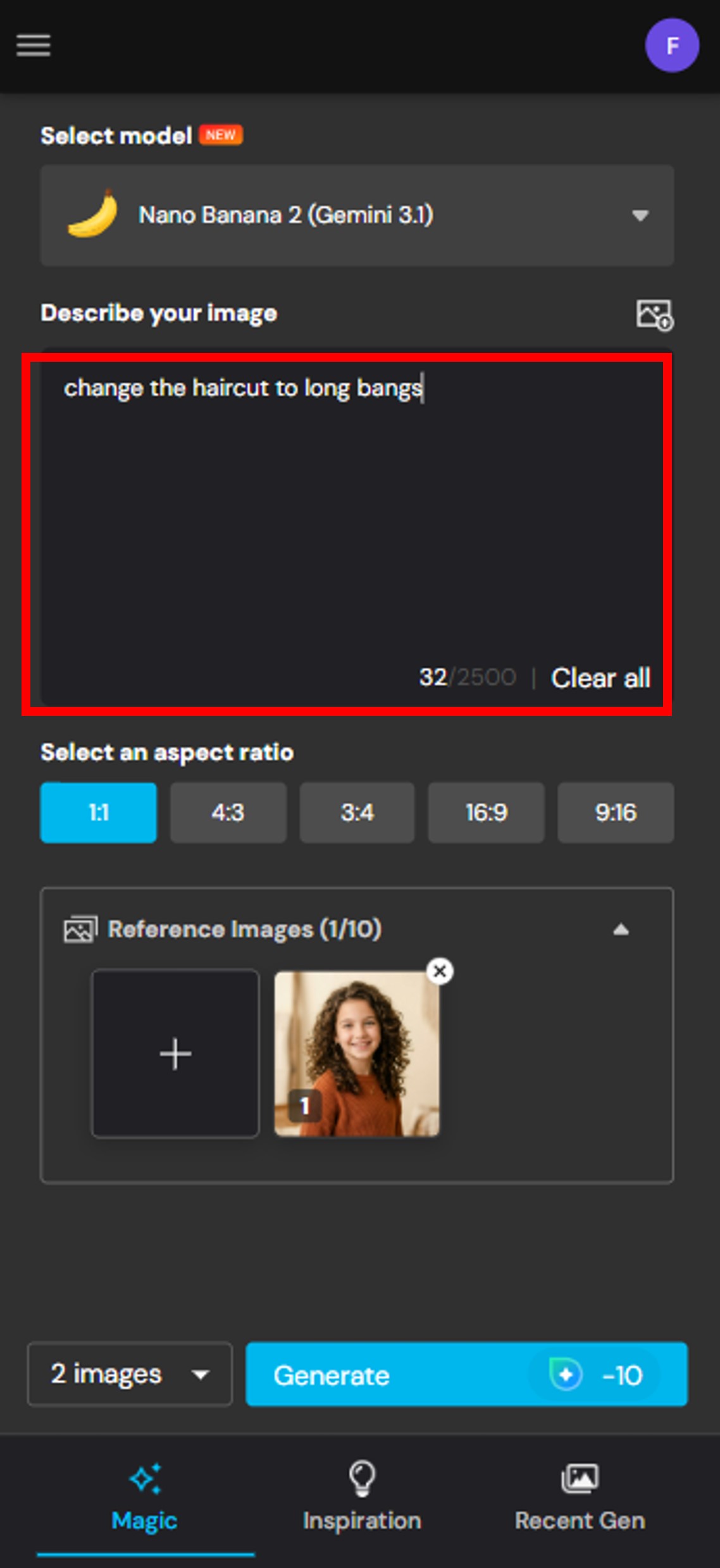 Compare generated girl hairstyles on MyEdit