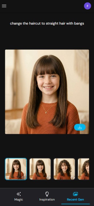 Let your daughter choose her favorite hairstyle with MyEdit