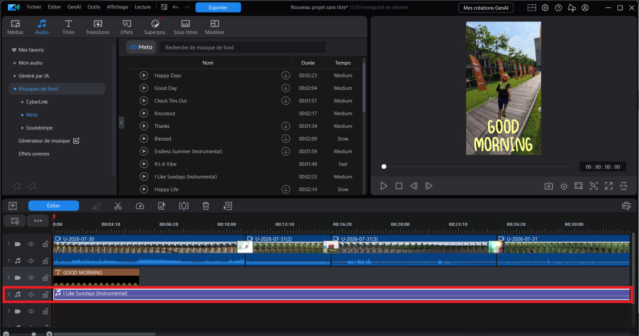 ajouter de la musique de fond sur powerdirector