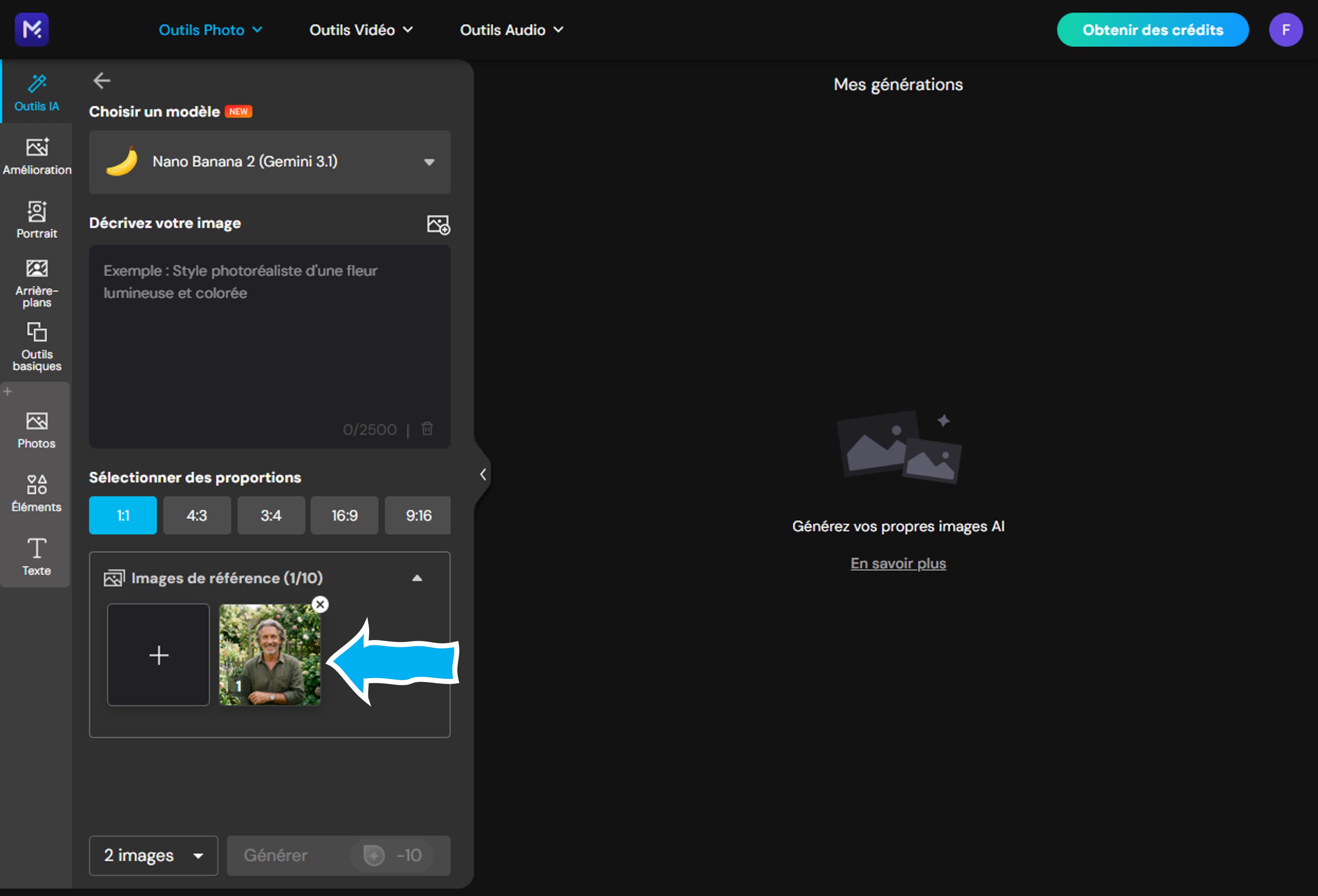 Essayer une coupe cheveux gris avec MyEdit - Étape 2