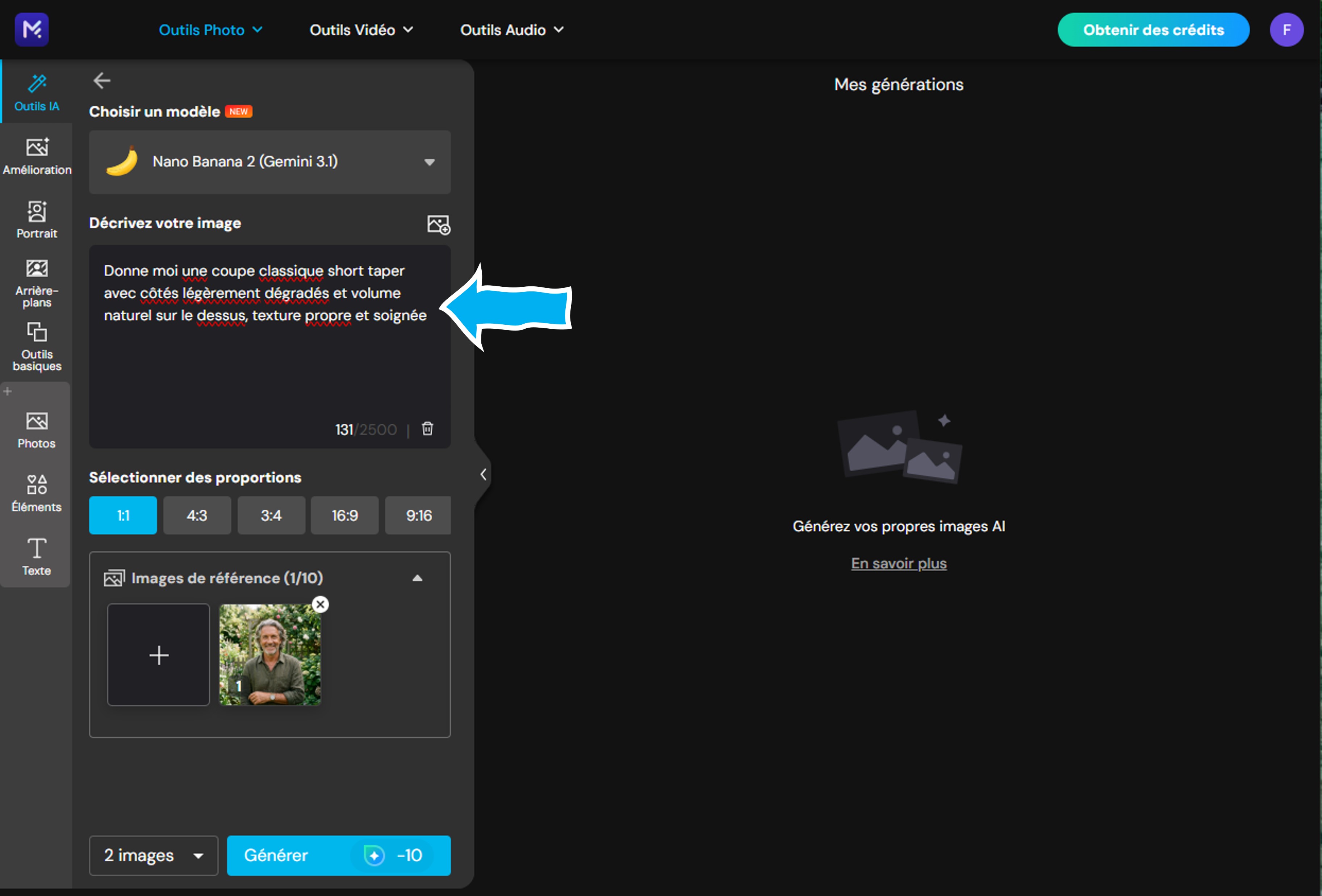 Essayer une coiffure pour cheveux gris avec MyEdit - Étape 3