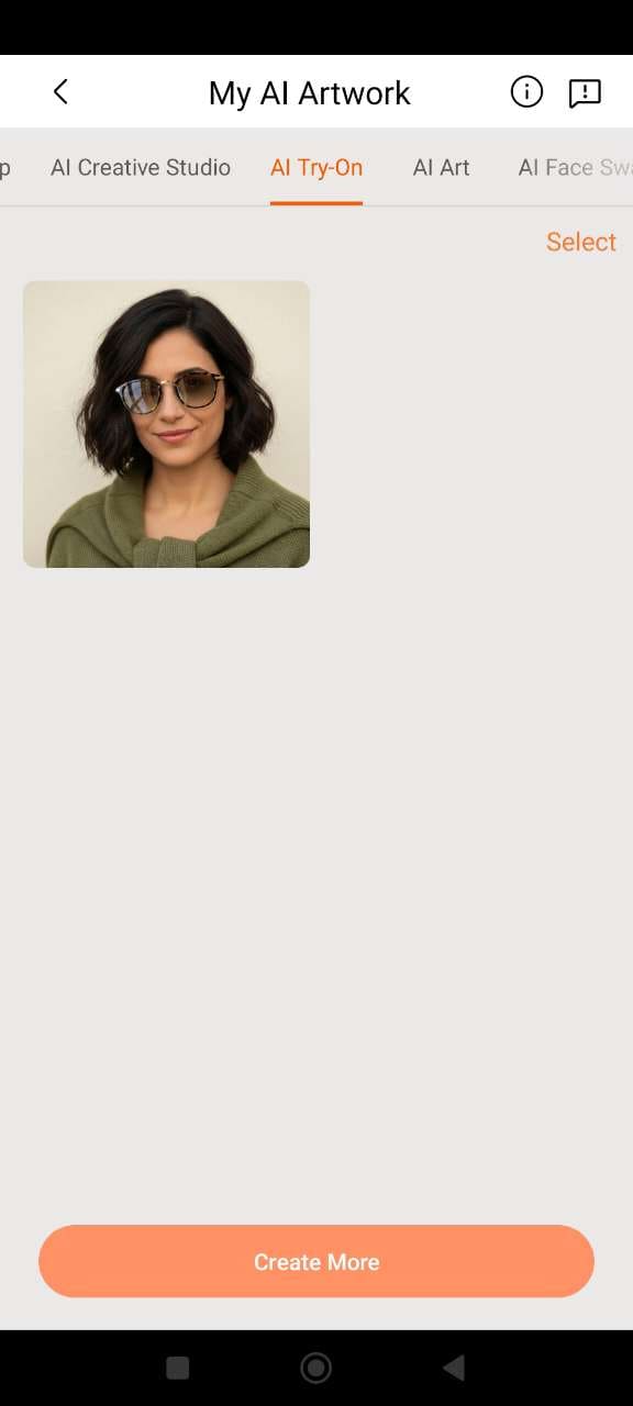 PhotoDirector AI Try-On - résultat essayage lunettes virtuelles