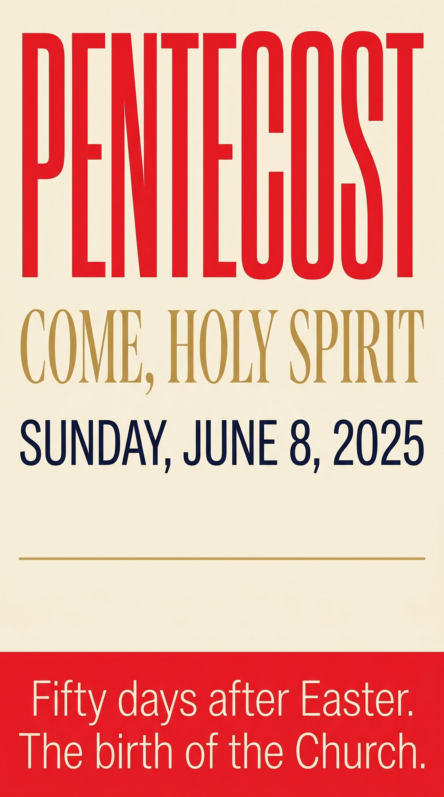 Bold typographic poster for Pentecost Sunday, AI generated