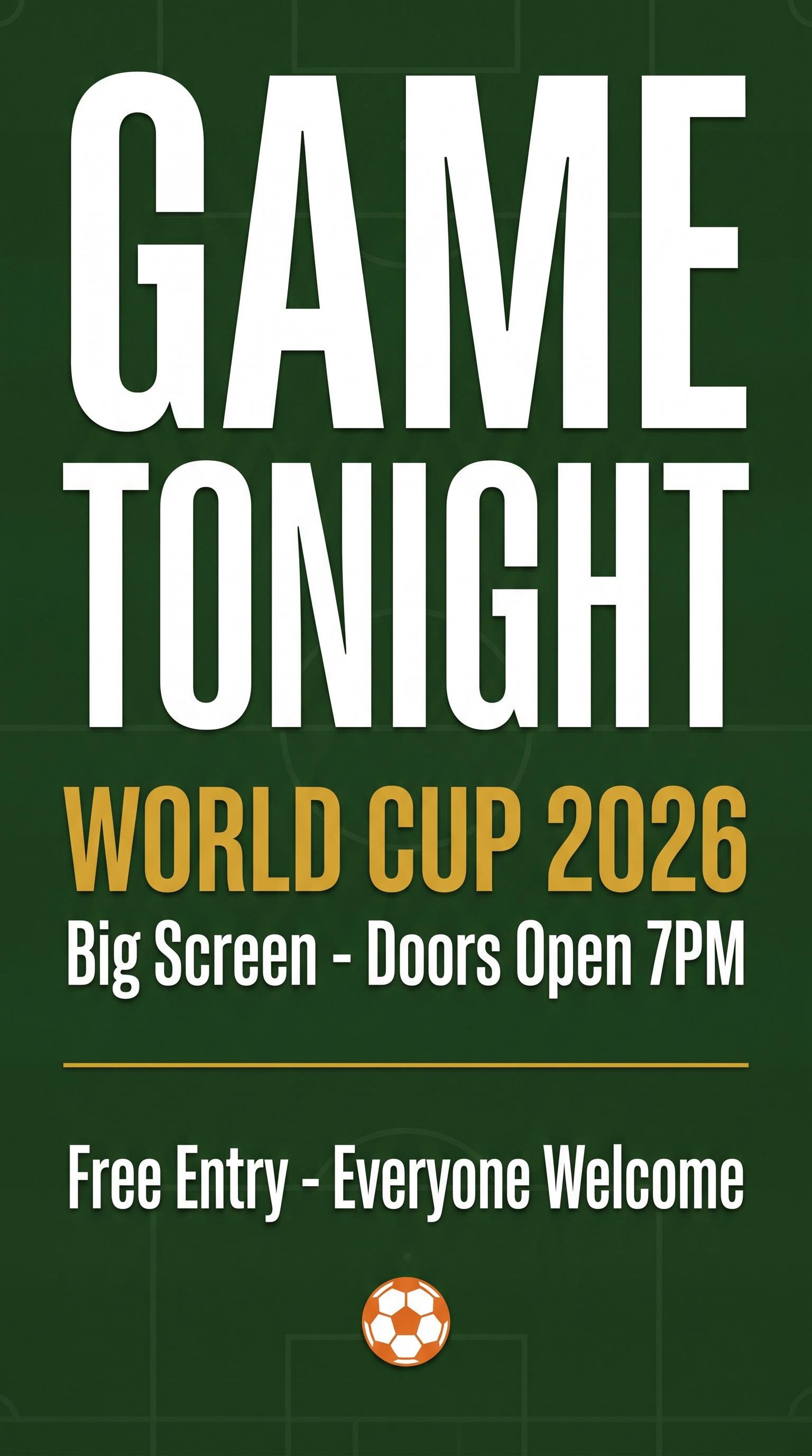 Bold typographic poster for a World Cup viewing event, AI generated