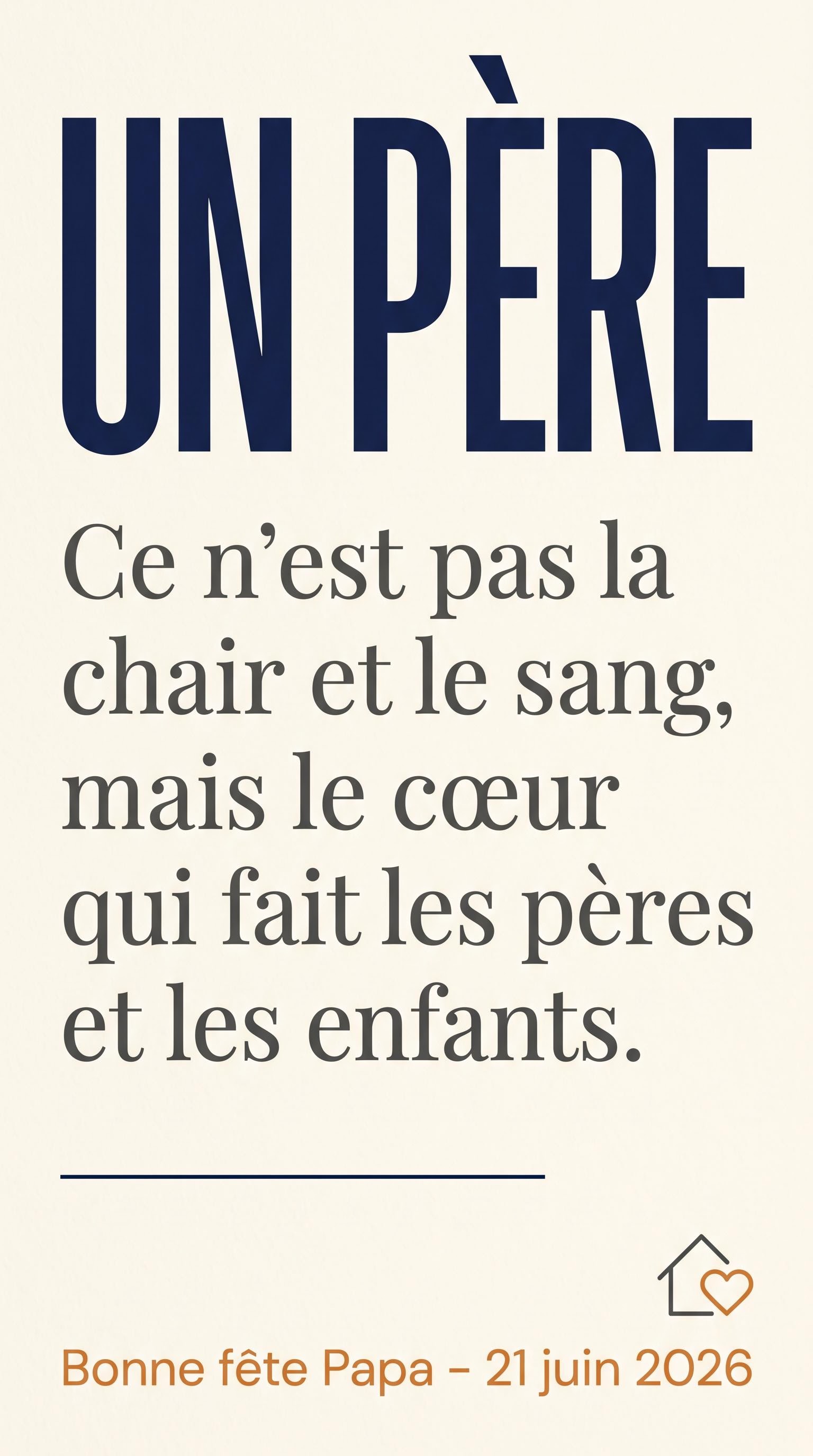 Affiche typographique minimaliste pour la fête des pères, générée par IA