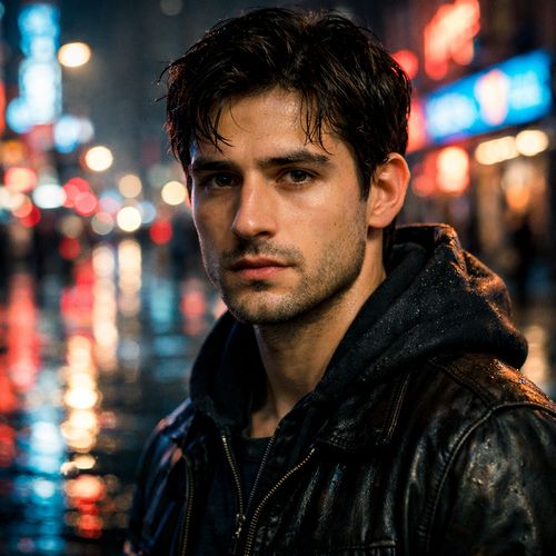 ChatGPT KI-Bild Urbanes Nachtporträt eines Mannes