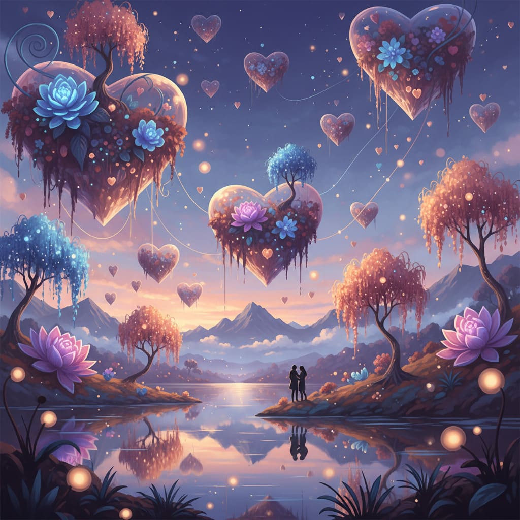 Exemple d'image IA pour la Saint-Valentin avec prompt détaillé