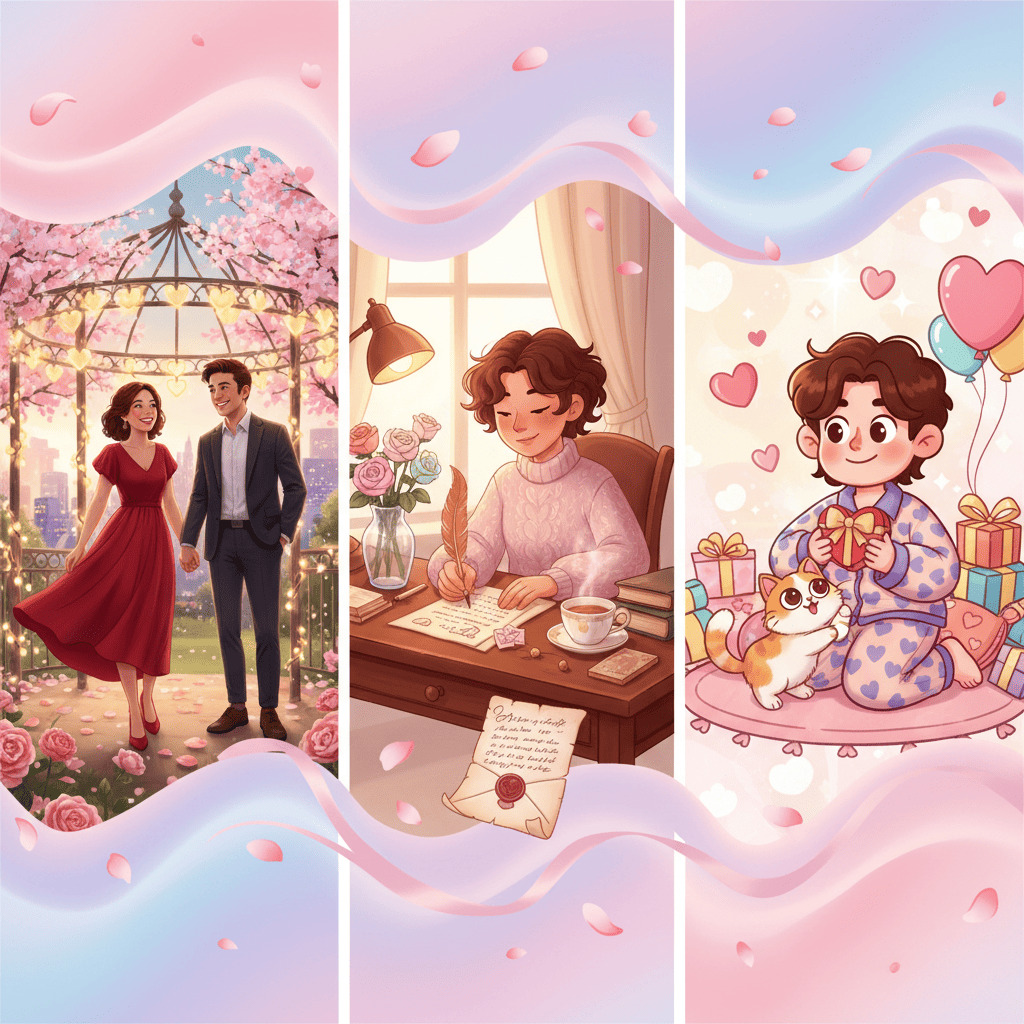 Exemple d'image de Saint-Valentin générée par IA à partir d'un prompt détaillé