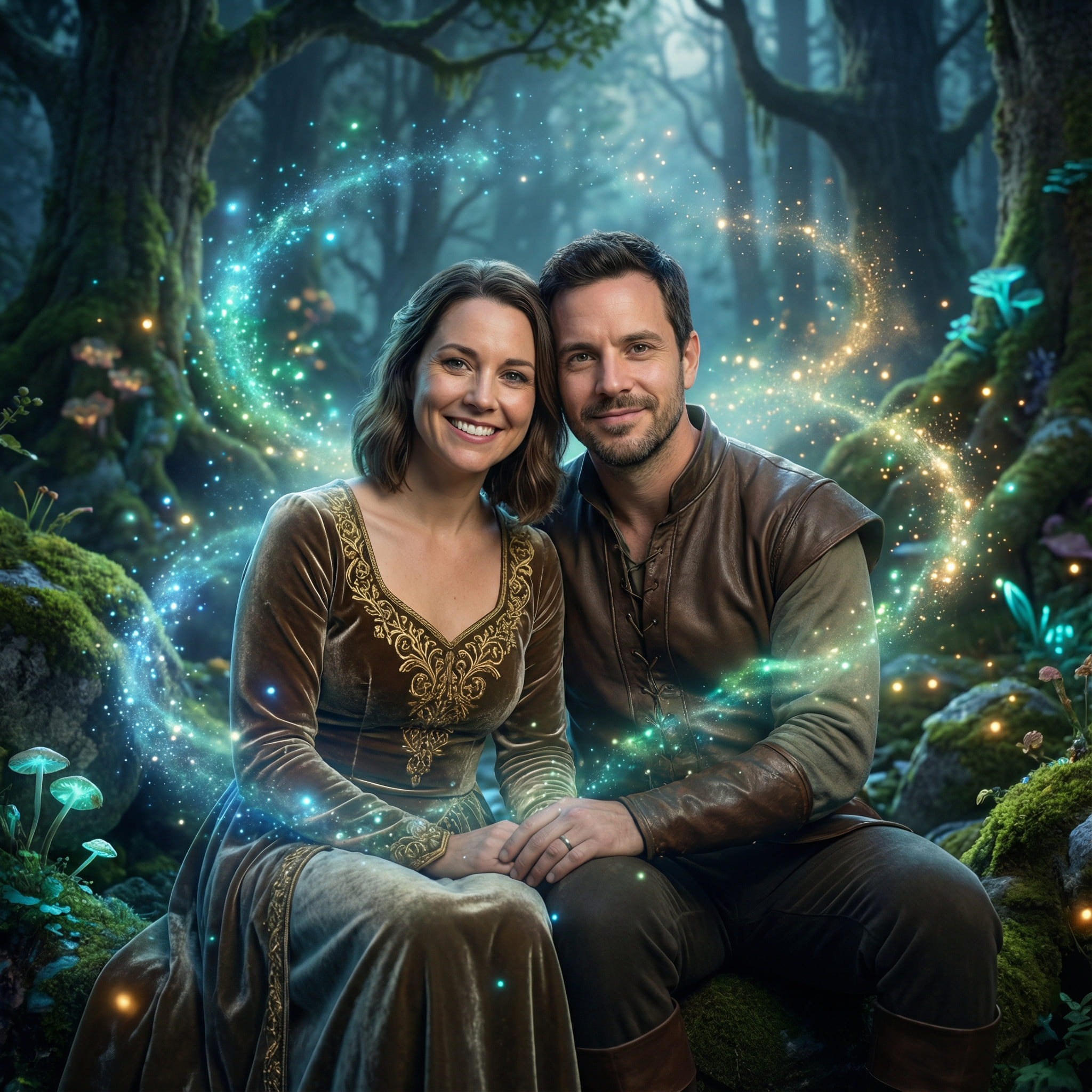 KI-bearbeitetes Foto zum Valentinstag, mit funkelnden Partikeln