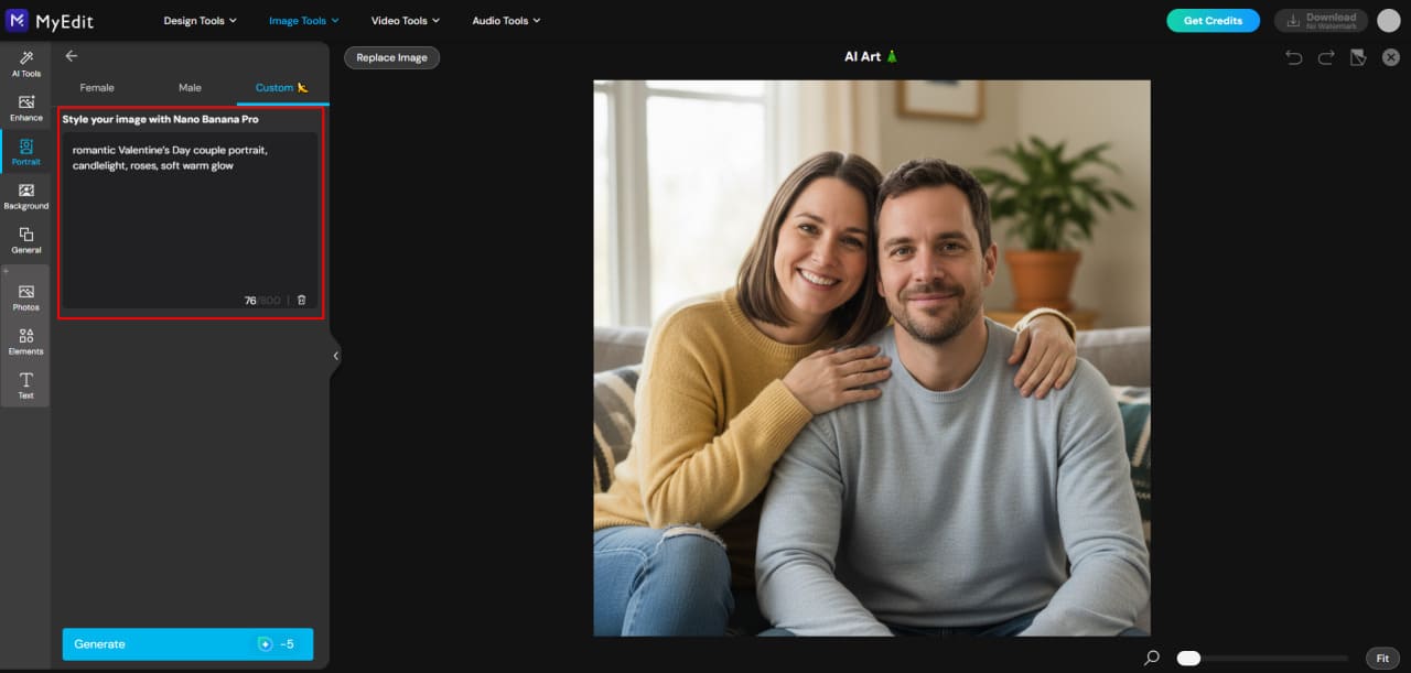 Saisir le prompt pour le portrait de couple dans AI Art