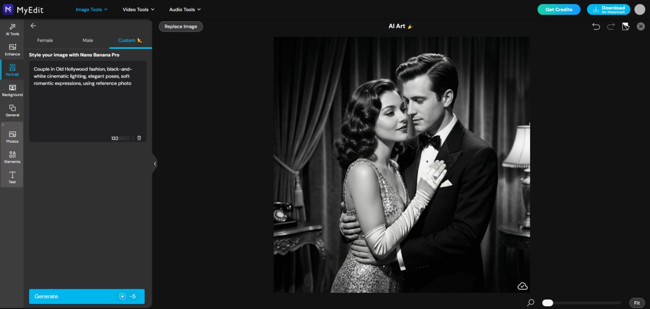 Generated AI Valentine couple portrait