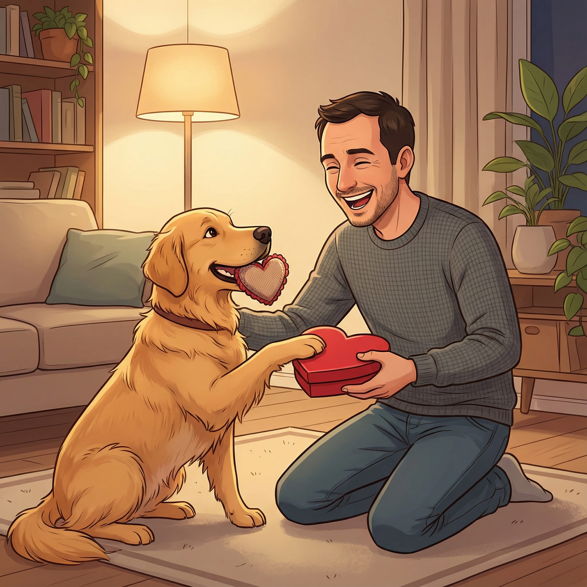 KI-Bild Valentinstag, Herrchen und sein Hund