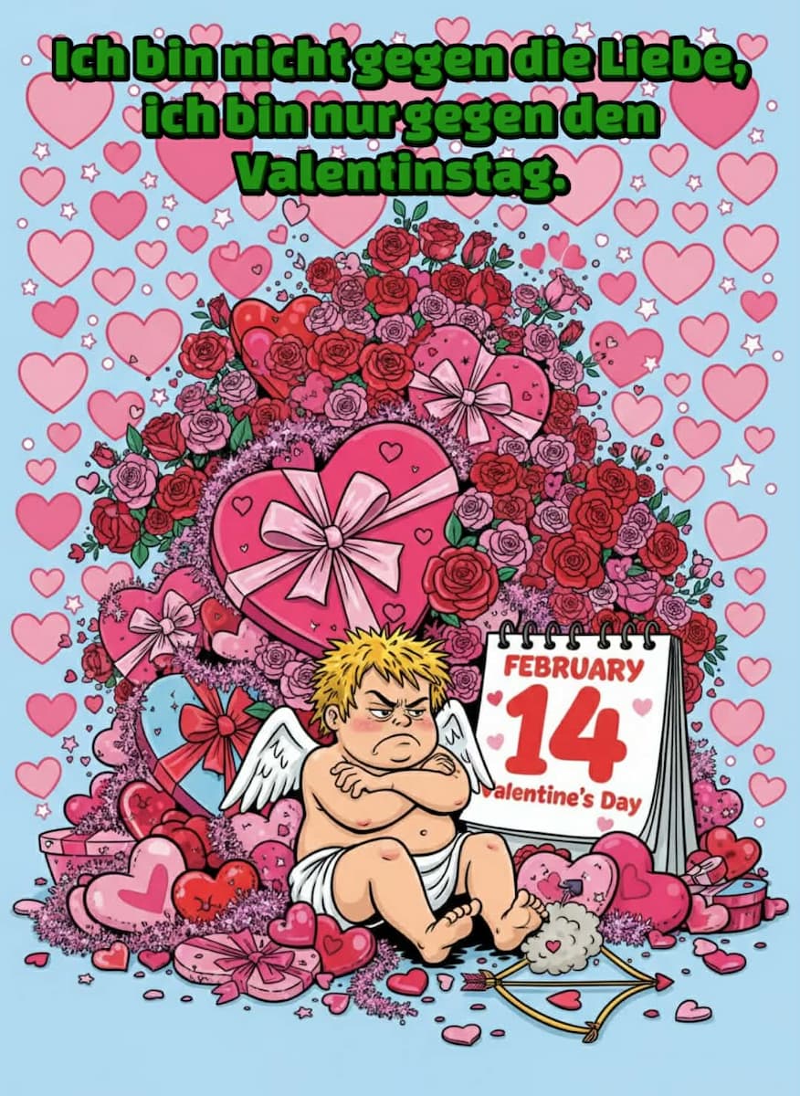 Valentinstag-Bild mit Gruß: 'Ich bin nicht gegen die Liebe, ich bin nur gegen den Valentinstag.'
