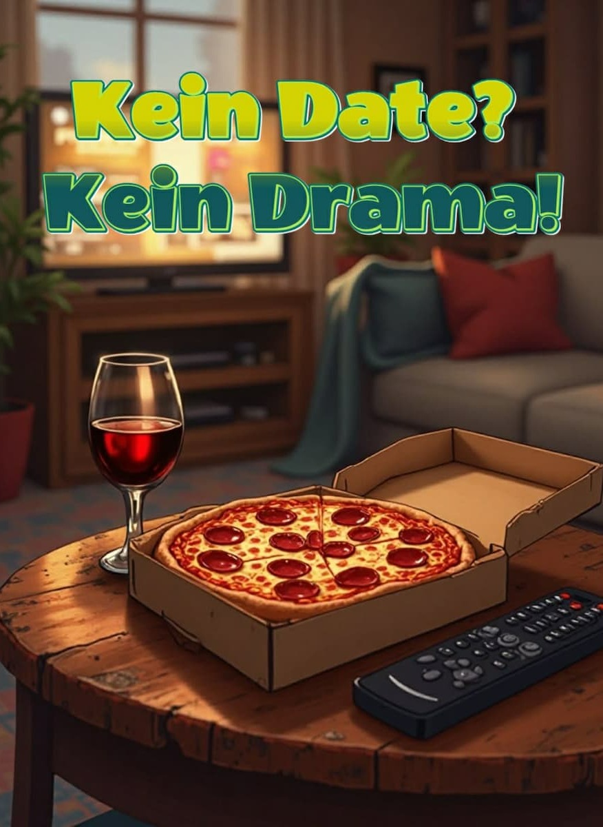 Valentinstag-Bild mit Gruß: 'Kein Date? Kein Drama!'