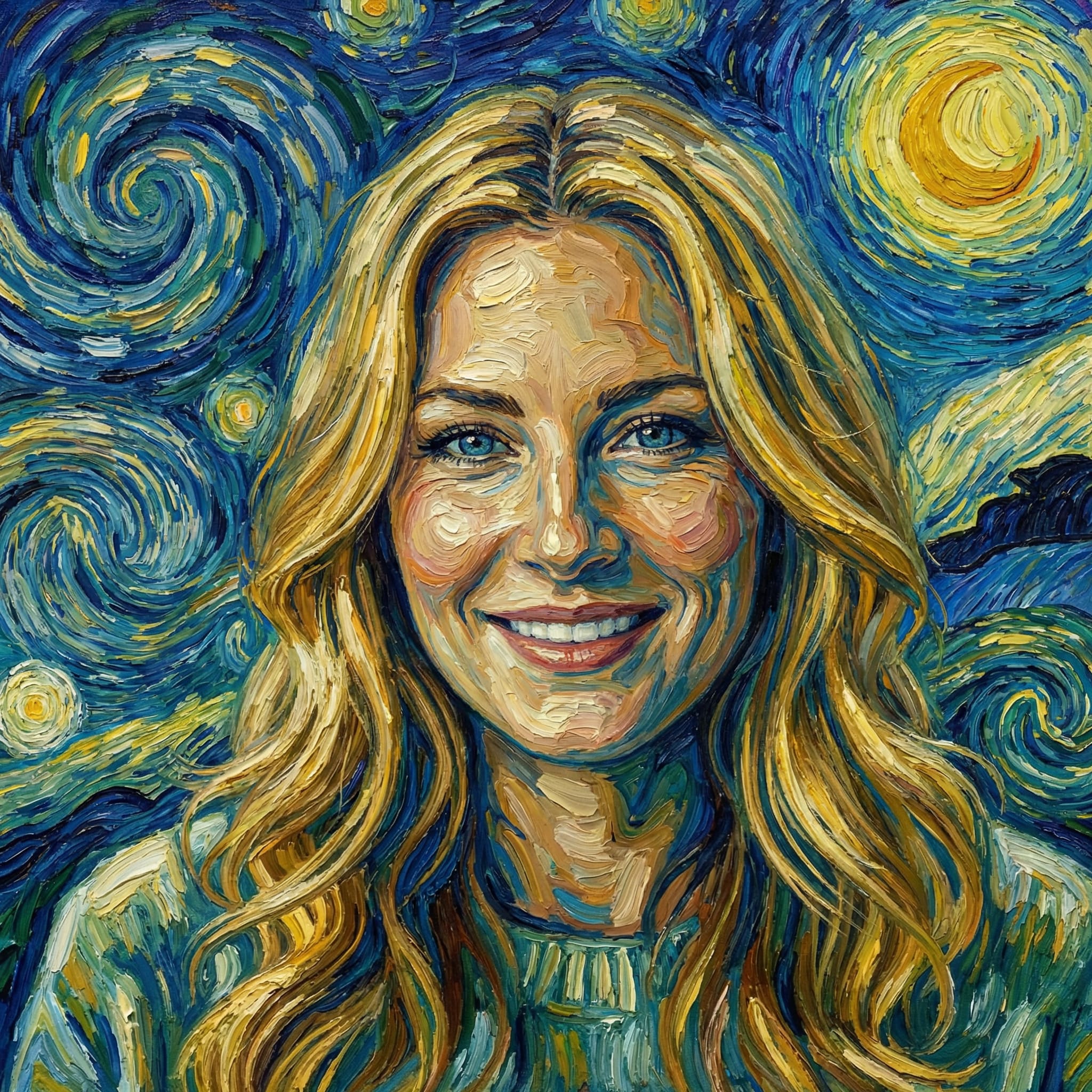 Portrait turned into Van Gogh inspired swirling painting