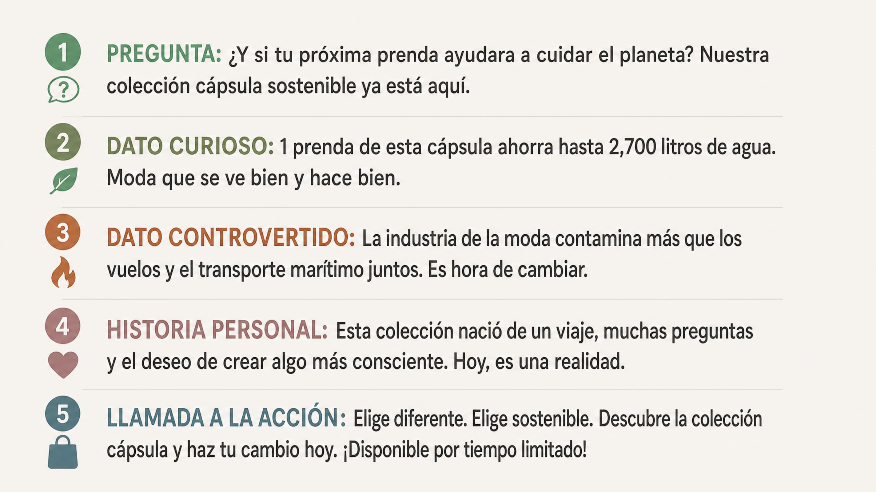 Captura de variantes de caption para el lanzamiento de ropa sostenible generadas con un prompt para Grok