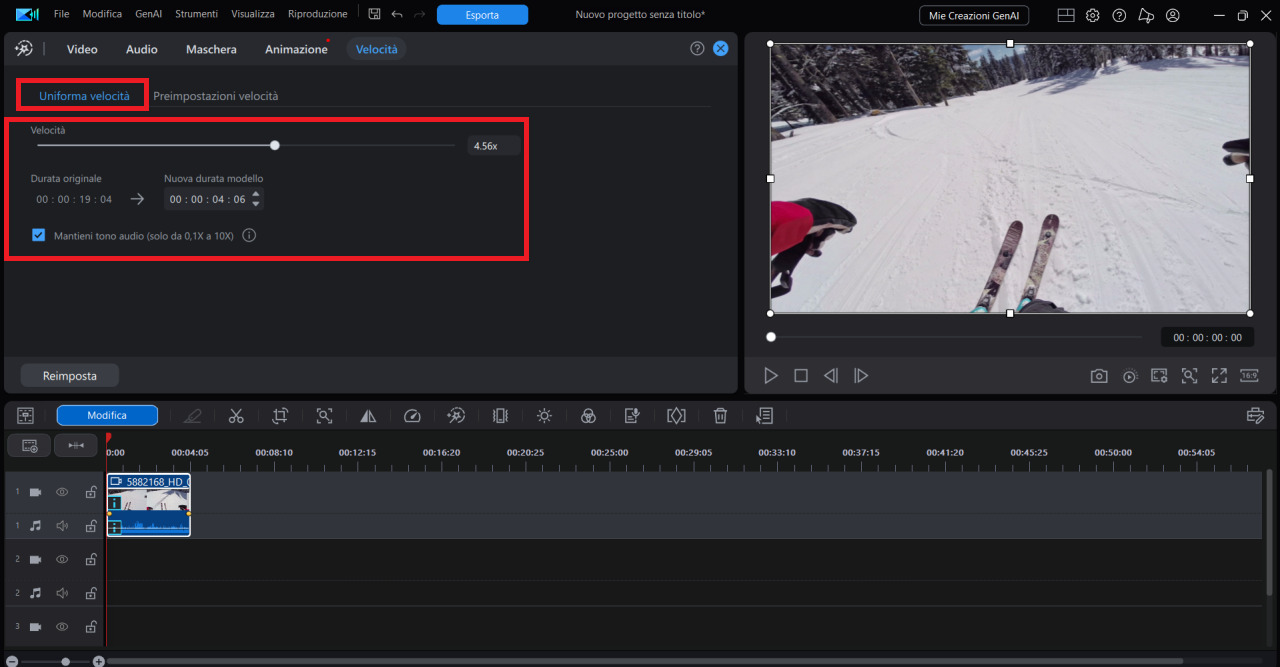Regolare la velocità del video in PowerDirector per PC