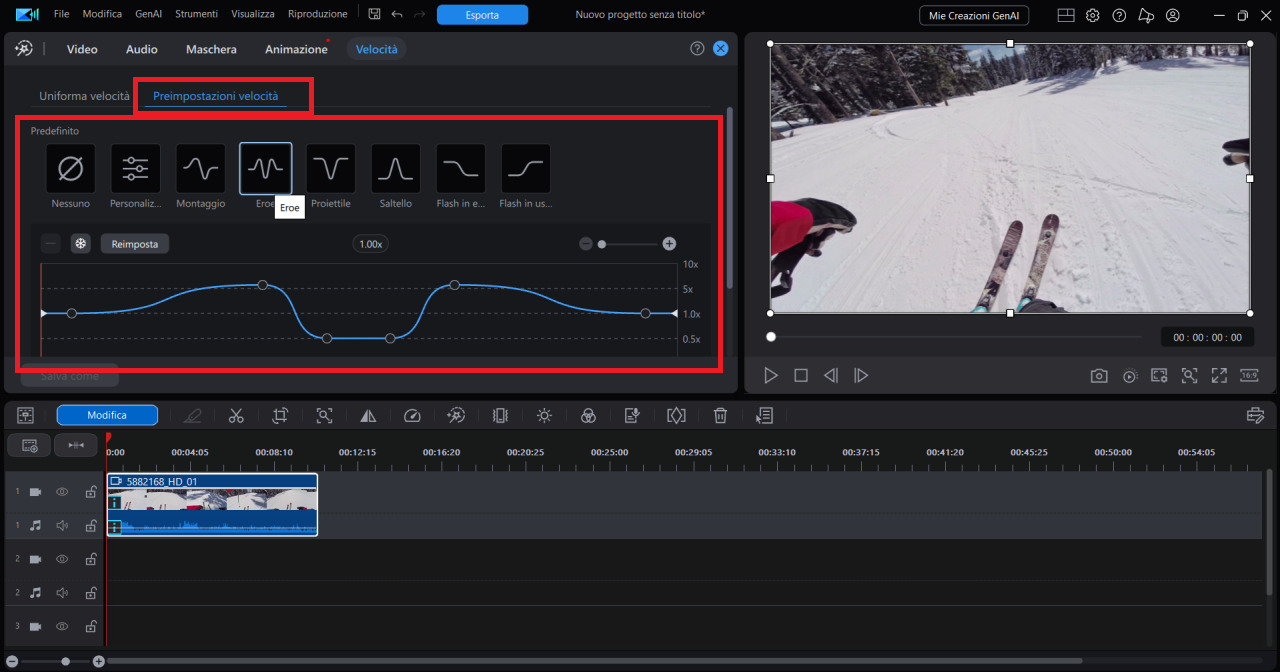 Modelli di velocità predefiniti in PowerDirector per PC