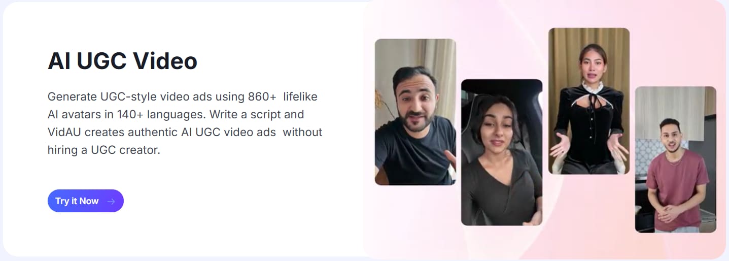 Imágen de la función UGC con avatares de Vidau AI