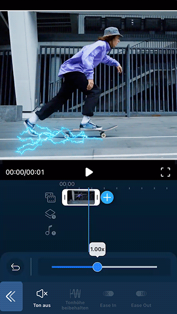 PowerDirector Oberfläche zum Ändern der Videogeschwindigkeit