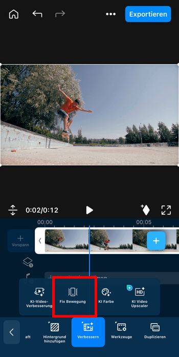 Video Stabilizer in der PowerDirector-App öffnen