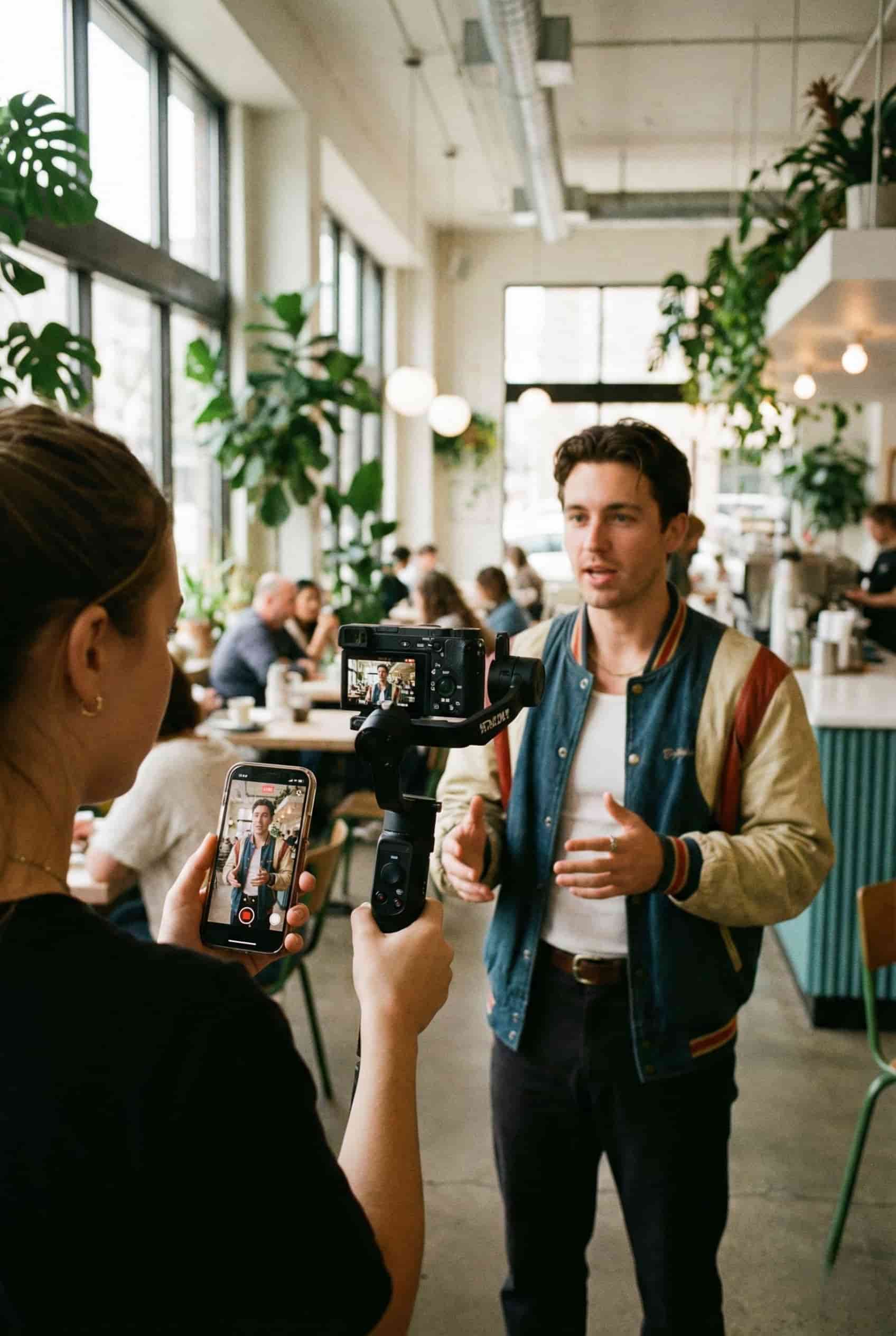 Imagen de un videógrafo creando contenido para Instagram