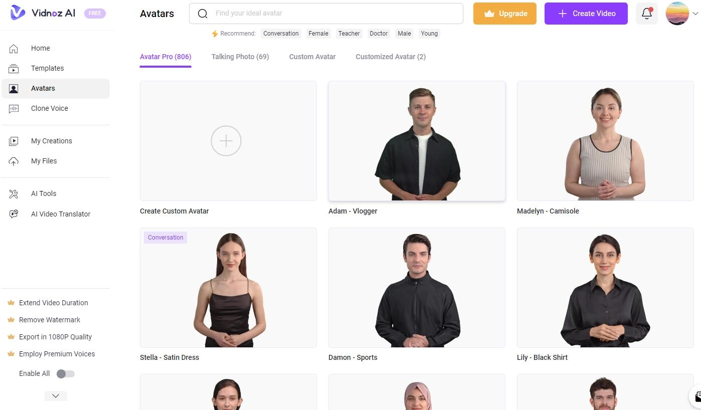 Vidnoz Talking Avatar