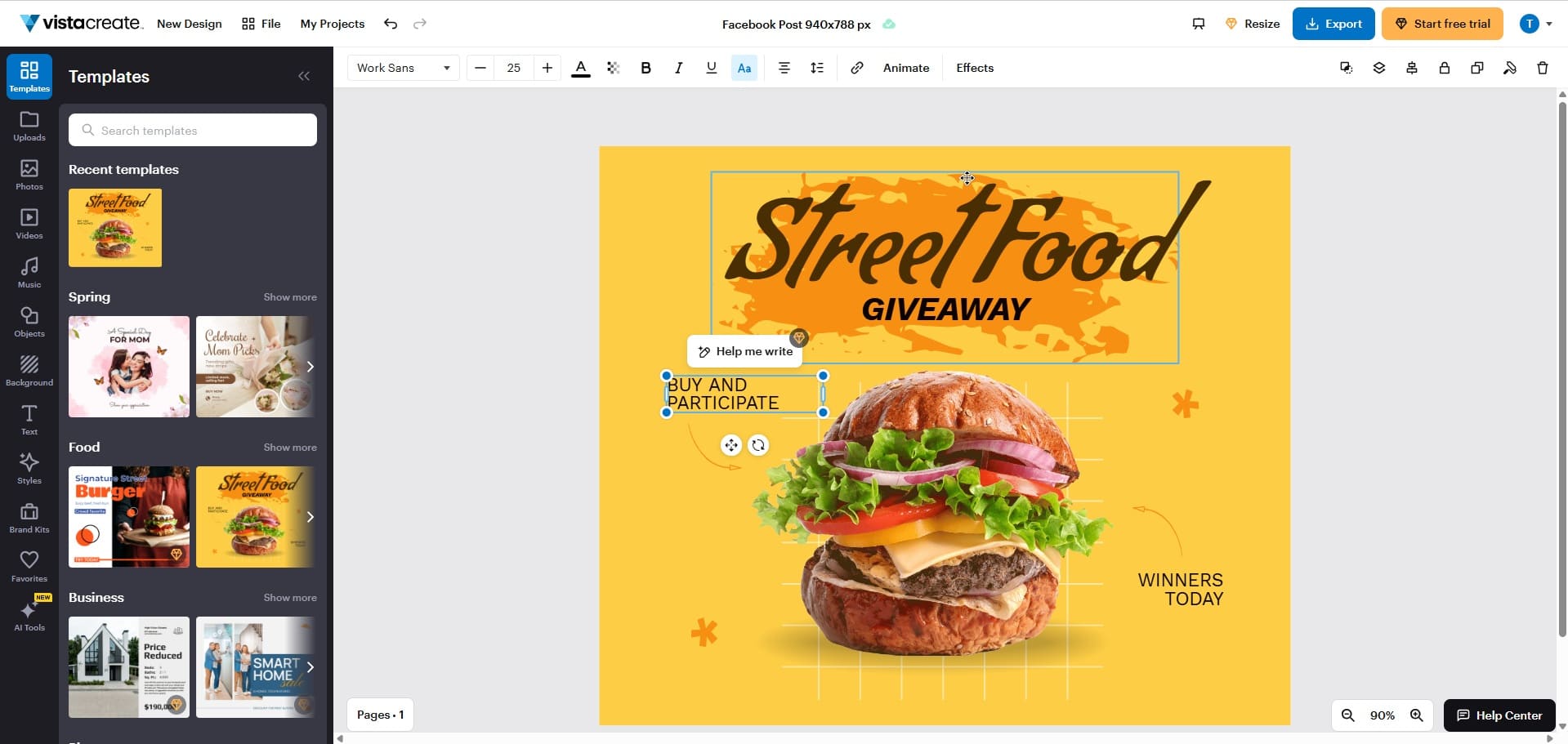 VistaCreate interface app like canva