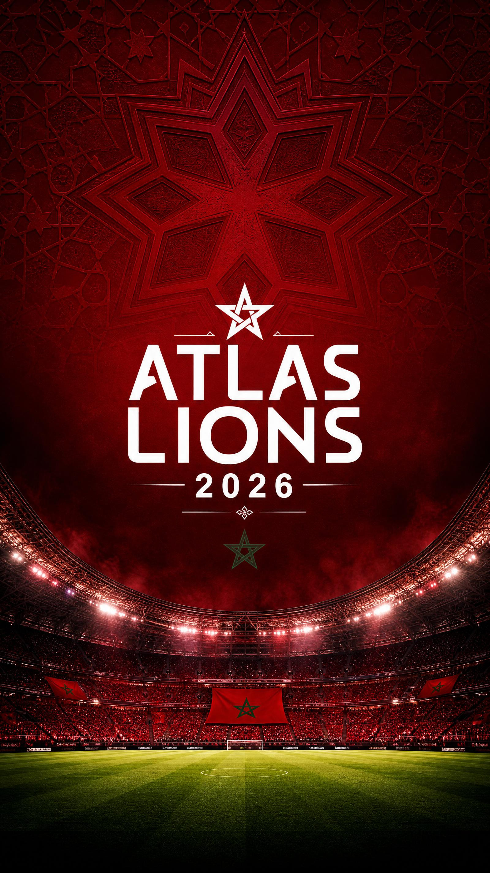 Fond d'écran Maroc Atlas Lions Coupe du Monde 2026 créé par l'IA
