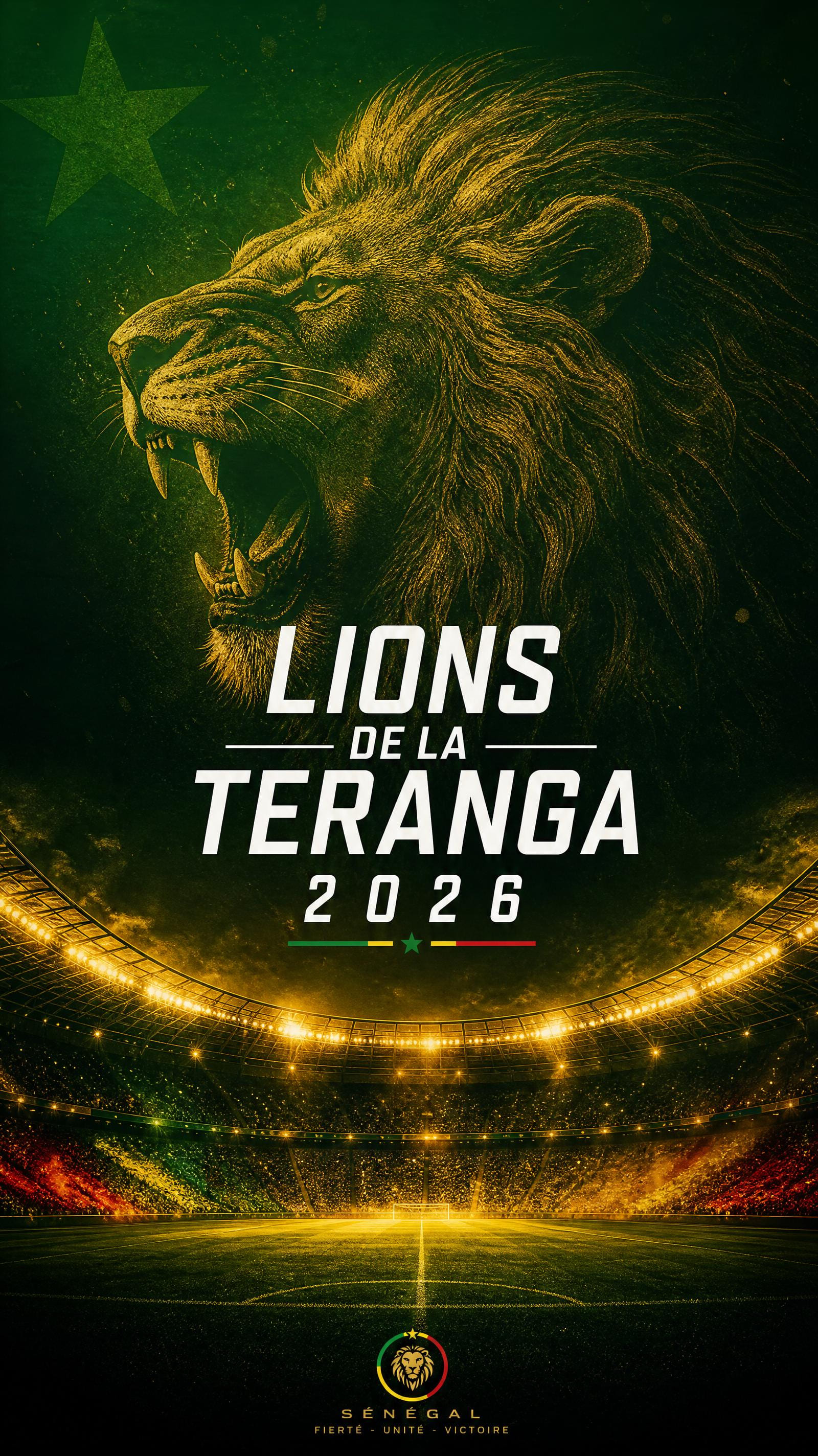 Fond d'écran Sénégal Lions de la Teranga Coupe du Monde 2026 créé par l'IA