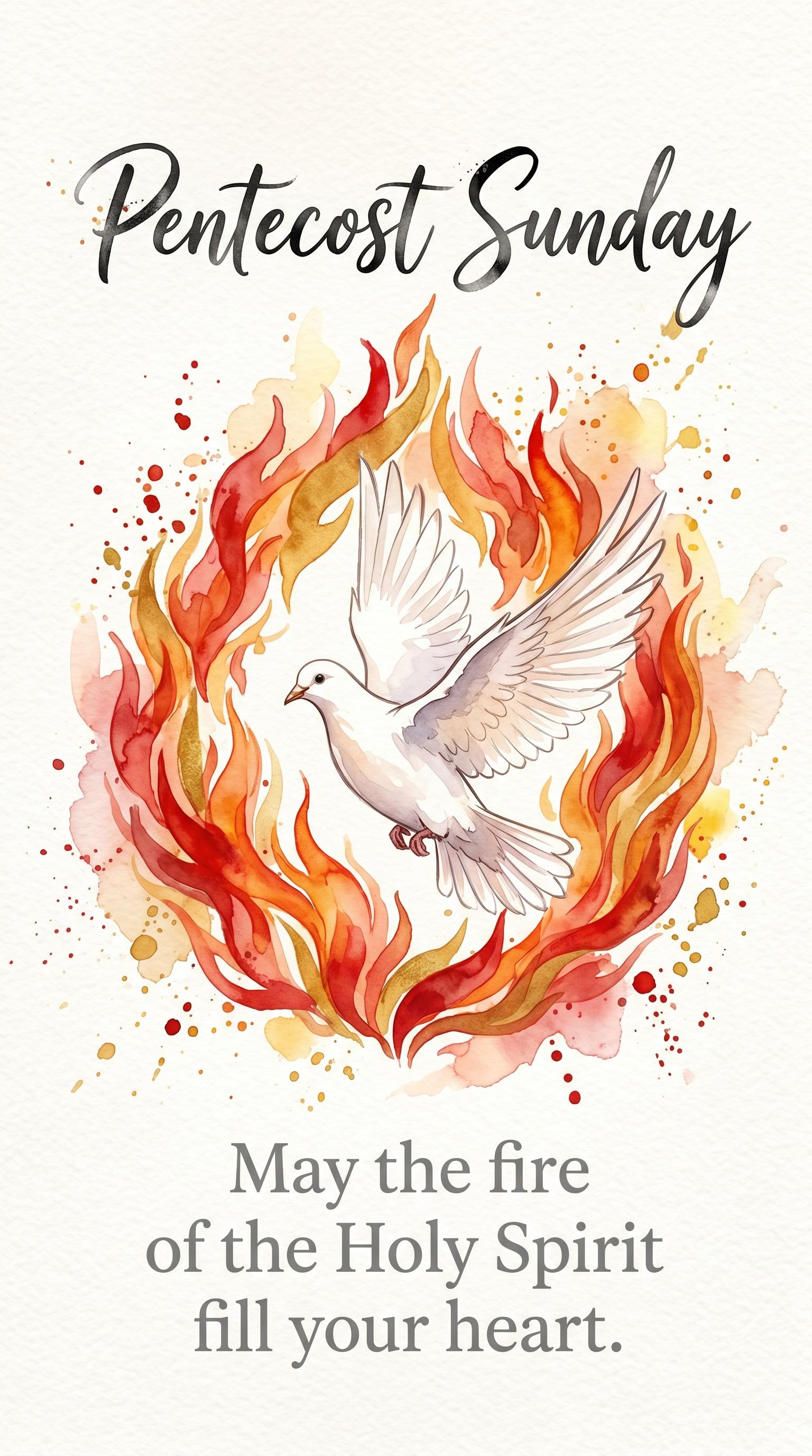 Watercolor illustrated poster for Pentecost Sunday, AI generated