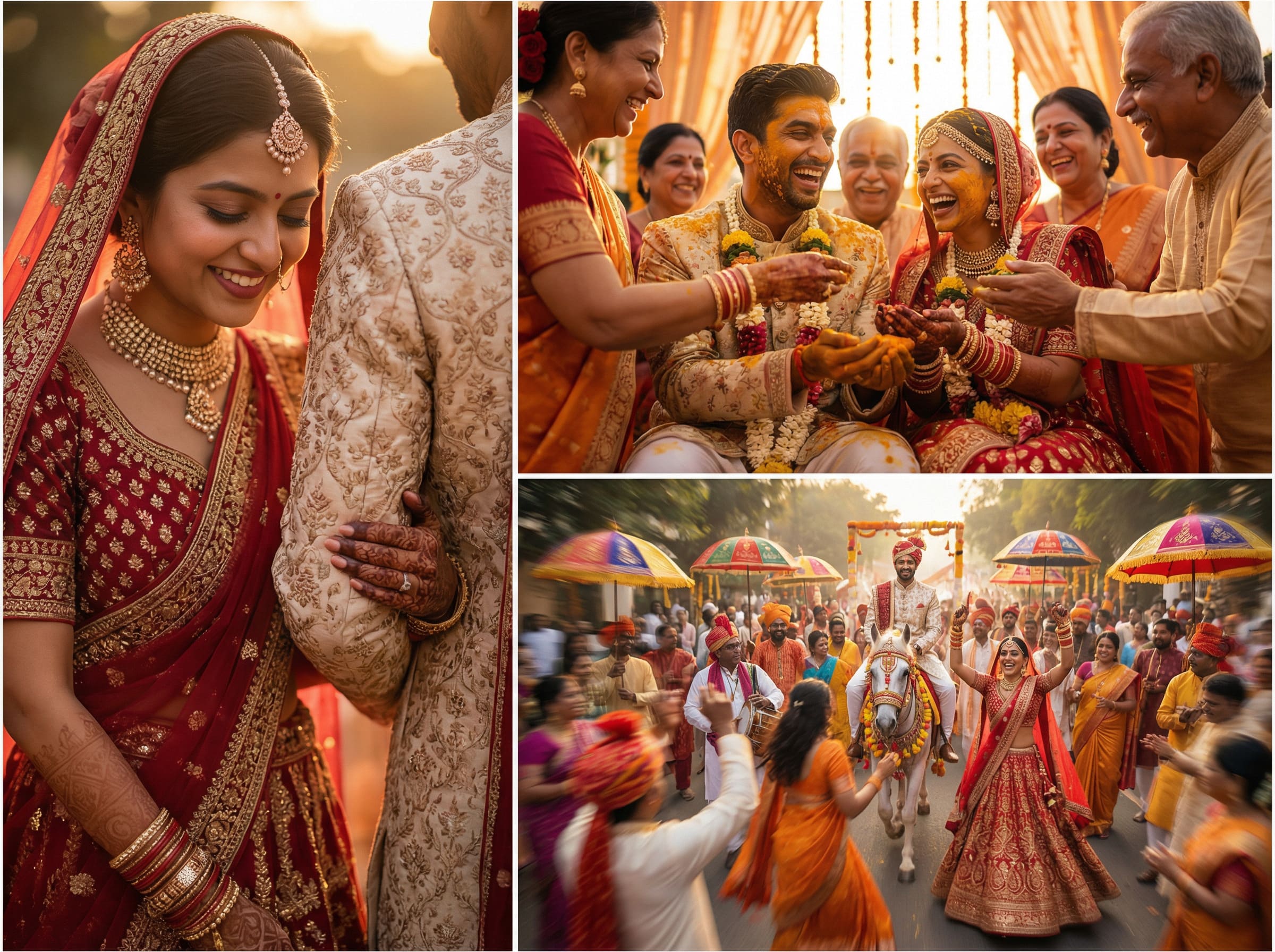Indian Wedding Celebration Portrait Collage