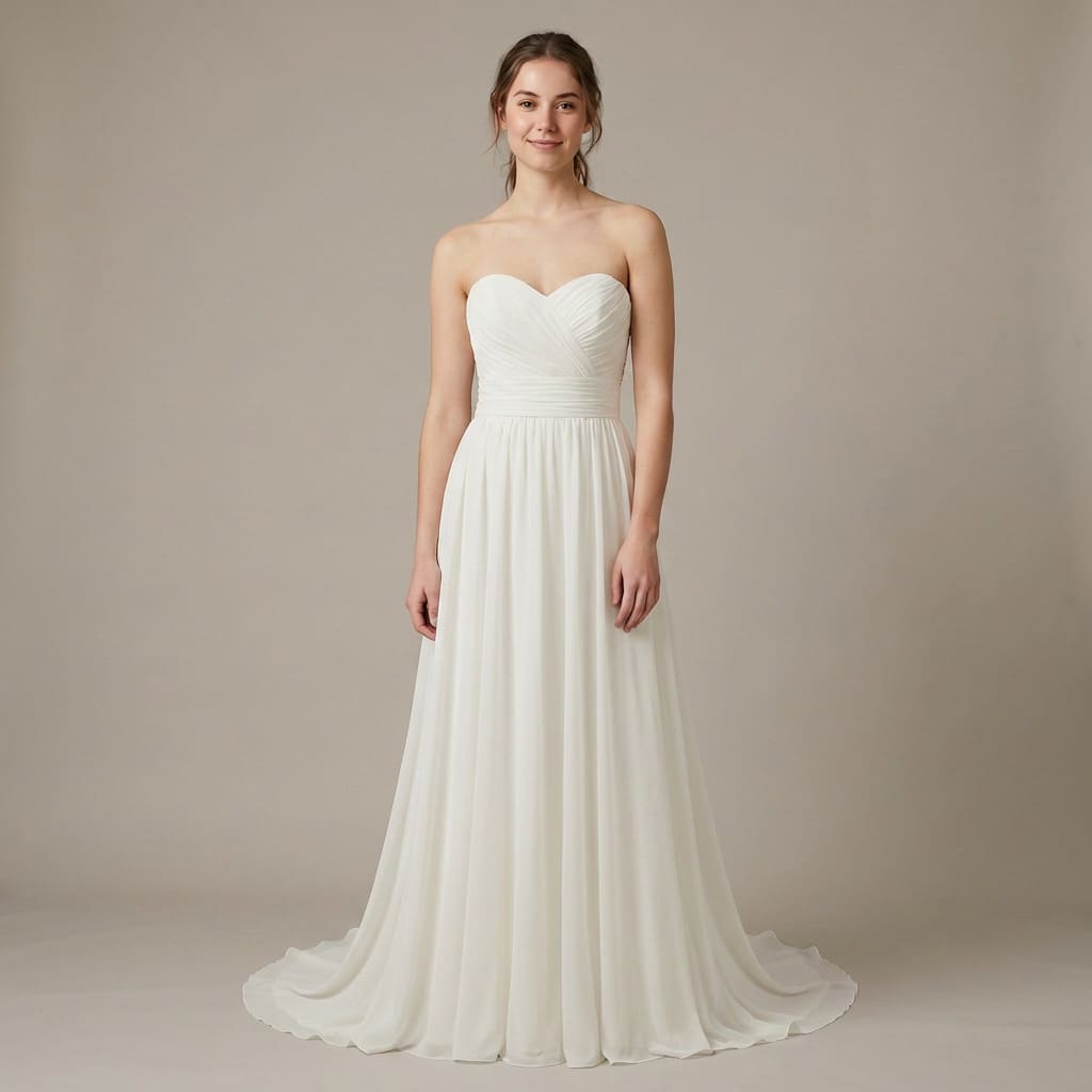 Bride virtually wearing a wedding dress generated by MyEdit AI Try-On